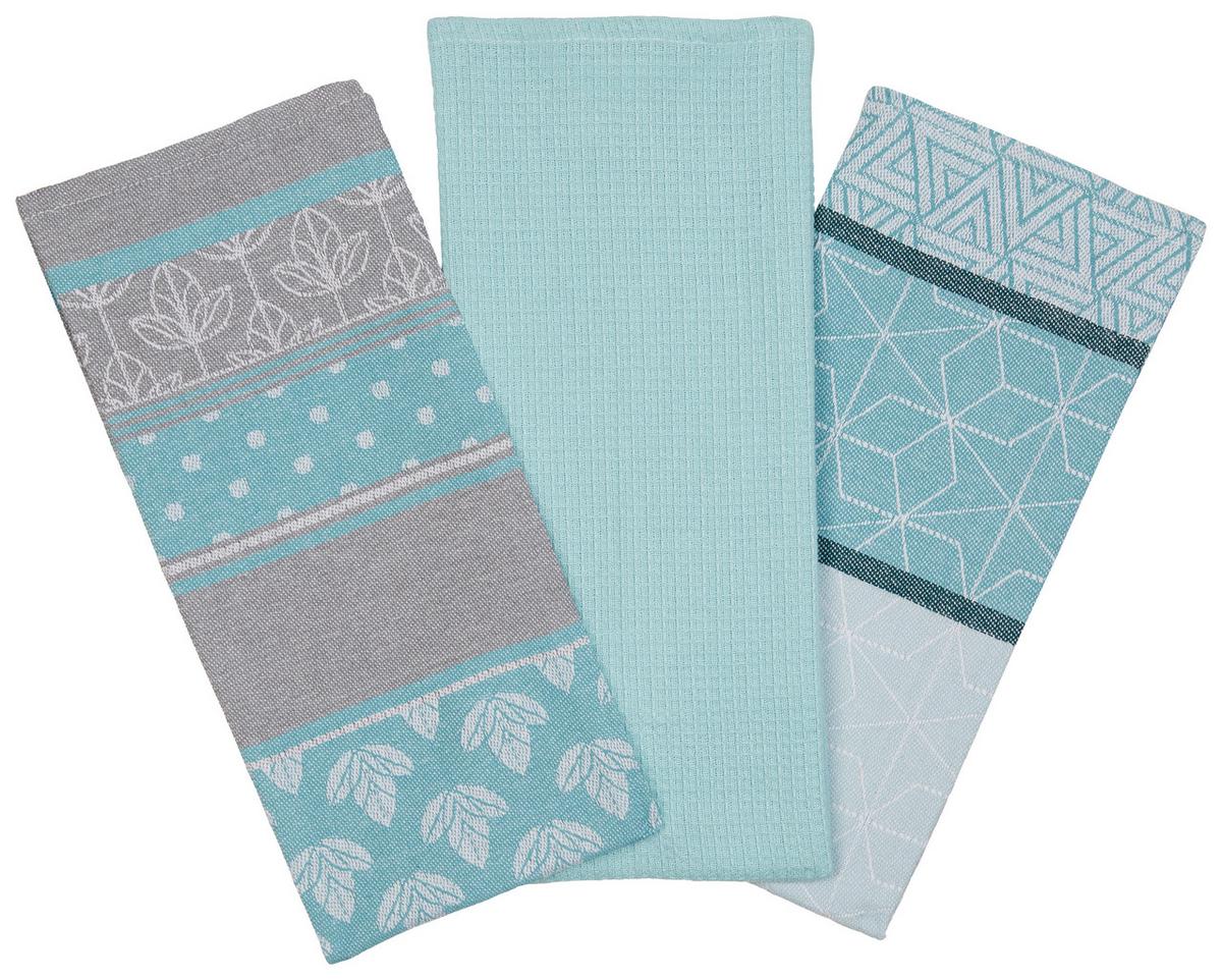 Geschirrtuch Emilia - 3er Pack - Türkis, MODERN, Textil (40/60cm) - Luca Bessoni