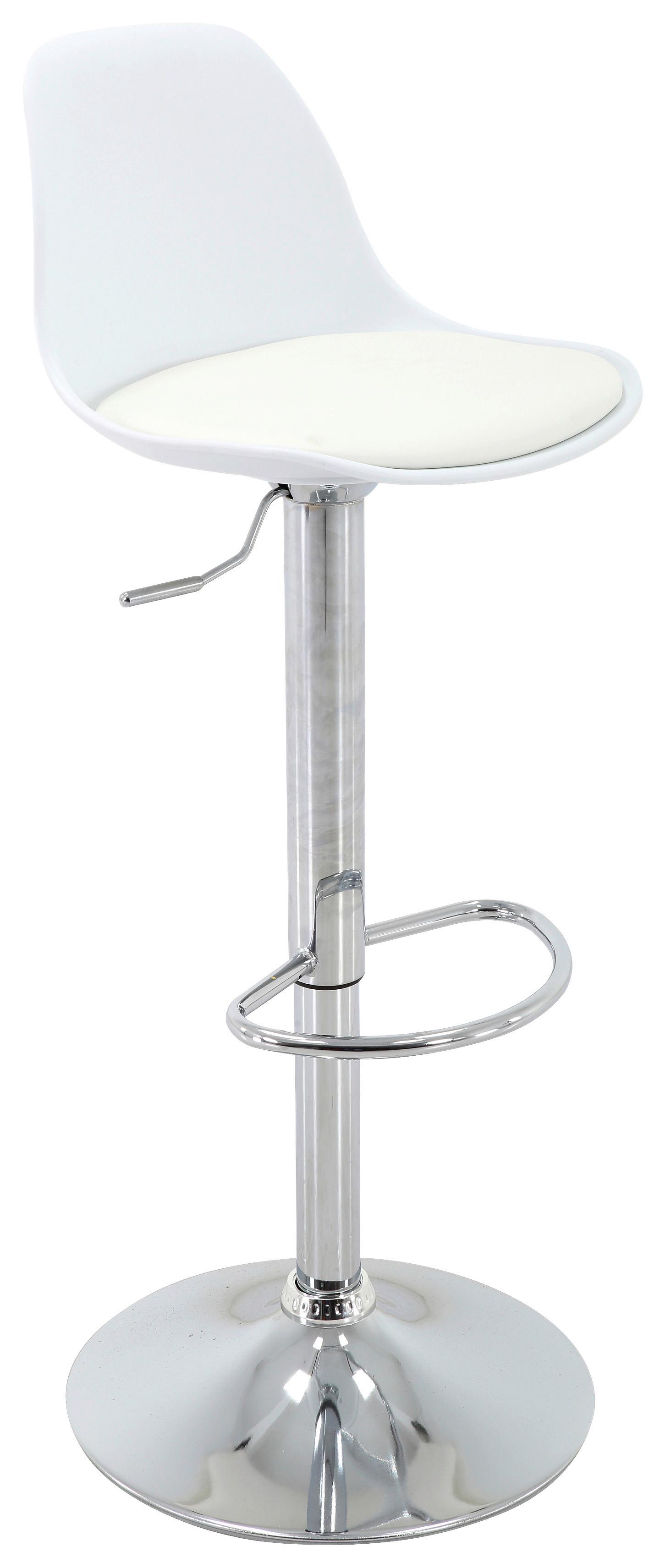 Barhocker höhenverstellbar mit Lehne Scandi Weiß - Chromfarben/Weiß, MODERN, Kunststoff/Textil (41,5/84-104/37,5cm) - MID.YOU