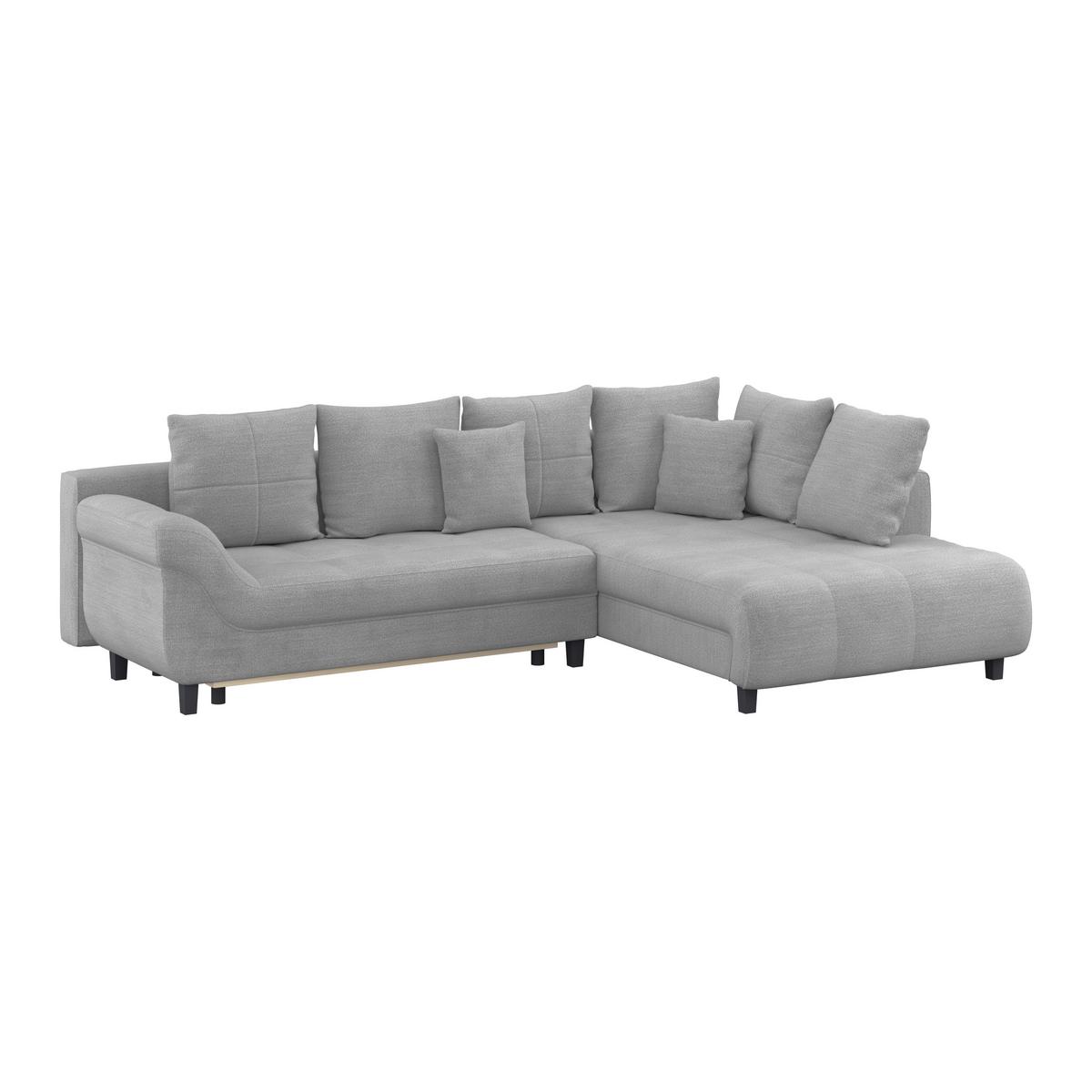 Ecksofa mit Schlaffunktion Mendoza New Chenille 309x197cm - Blaugrau/Schwarz, KONVENTIONELL, Textil (309/197cm) - Ondega