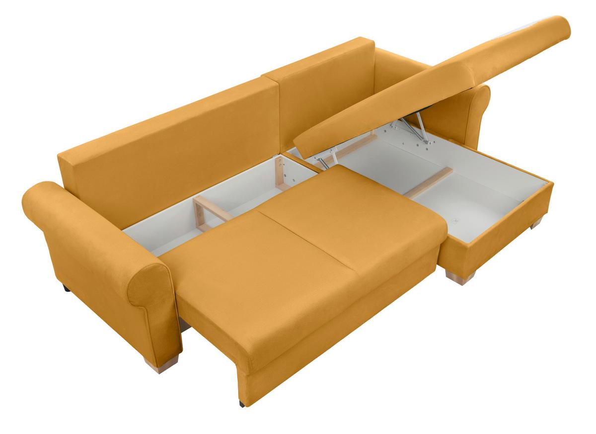 Ecksofa Arles, Gelb 40 S: 266x161 Cm - Gelb/Buchefarben, Design, Textil (266/161cm) - MID.YOU