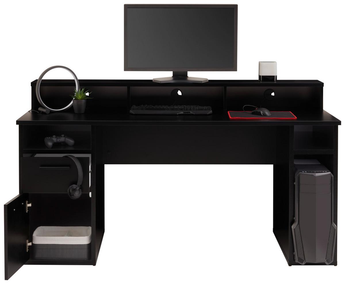 Gamingtisch Mx 200- Playtisch - Schwarz, Trend, Holzwerkstoff (165/90/67,5cm)