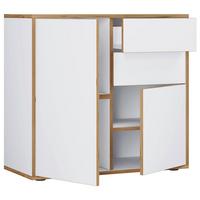 Kommode Salia Weiß, Honigeiche Dekor B: 79cm - Honigeiche/Schwarz, Design, Holzwerkstoff (79/74/33cm) - MID.YOU