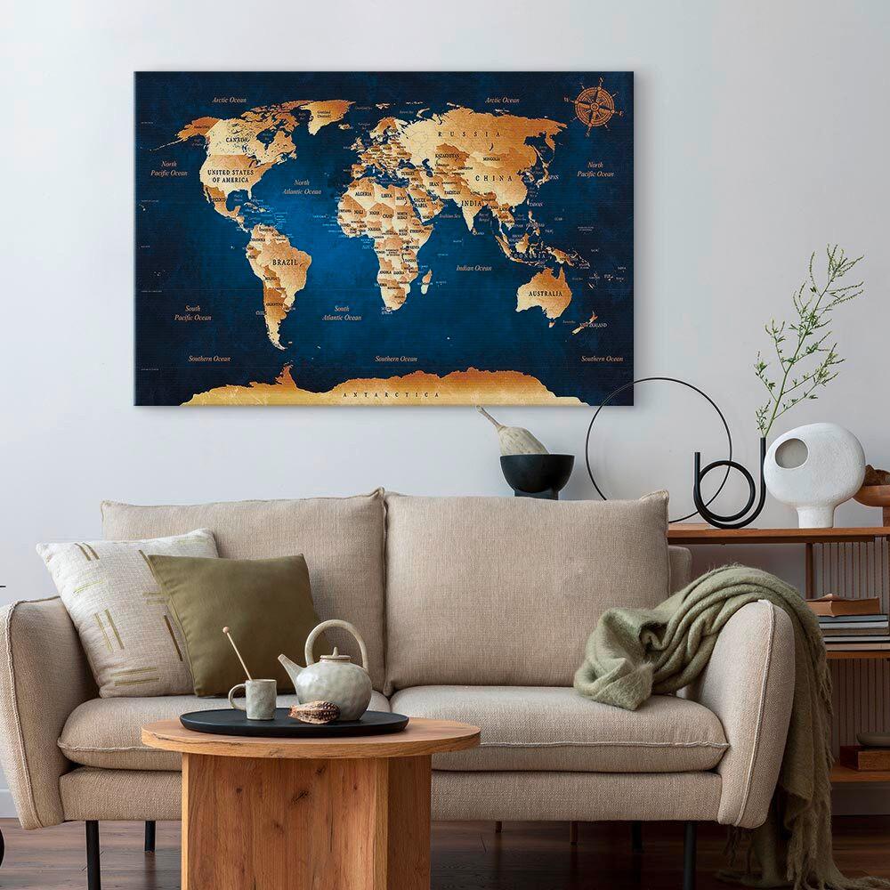 Leinwandbild Blau Beige B: 90 Cm - Blau/Beige, Basics, Holz/Textil (90/60/1,2cm) - artgeist