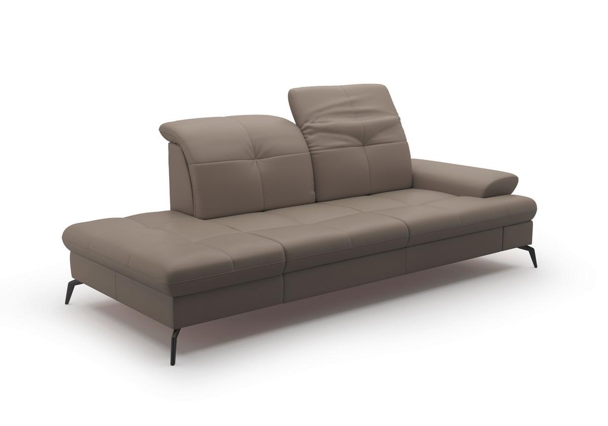 Récamiere Amica E, Grau B: 231 Cm - Schwarz/Grau, KONVENTIONELL, Leder (231/90/122cm) - Sit & More