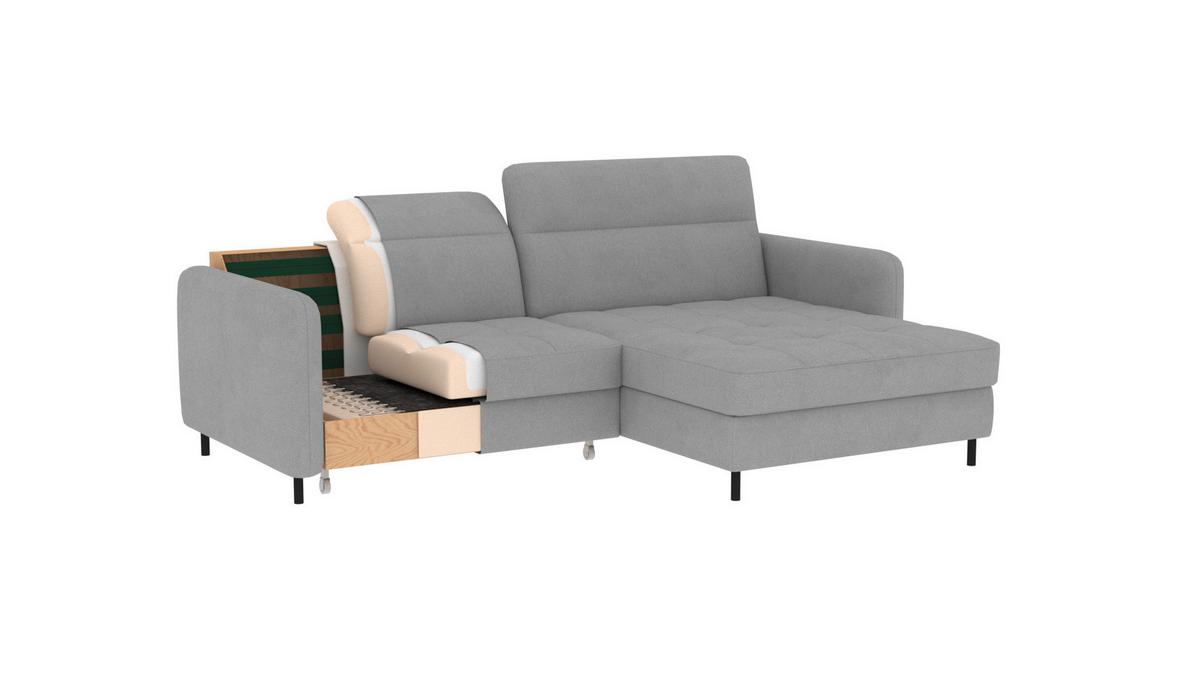 Ecksofa Gomsi Beige S: 228x165 cm - Beige/Schwarz, Design, Textil (228/165cm) - MID.YOU