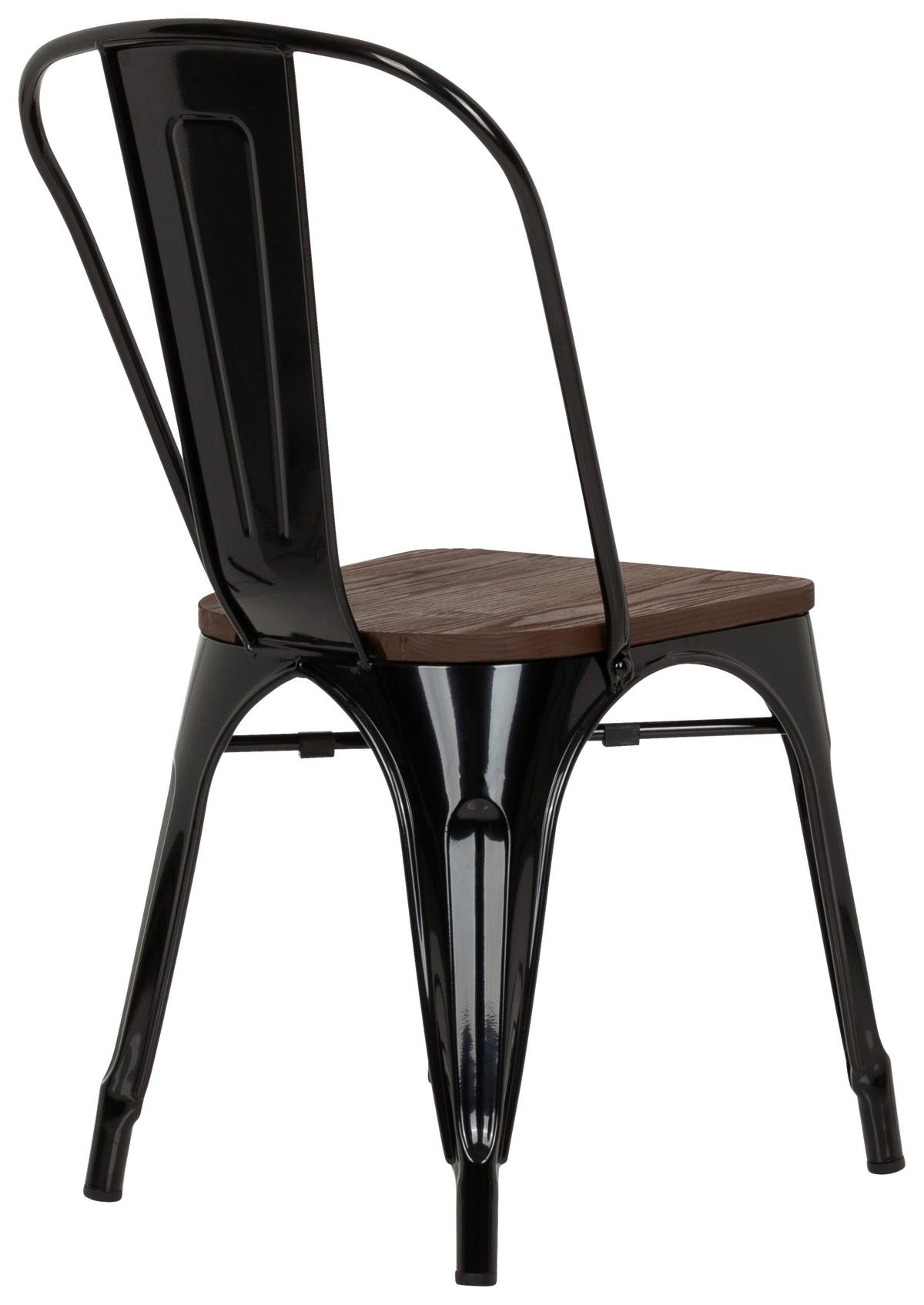 Stuhl Vantaggio Comfort W Stapelbar Schwarz/dunkelbraun - Dunkelbraun/Schwarz, Basics, Holz/Metall (44/84/54cm) - MID.YOU