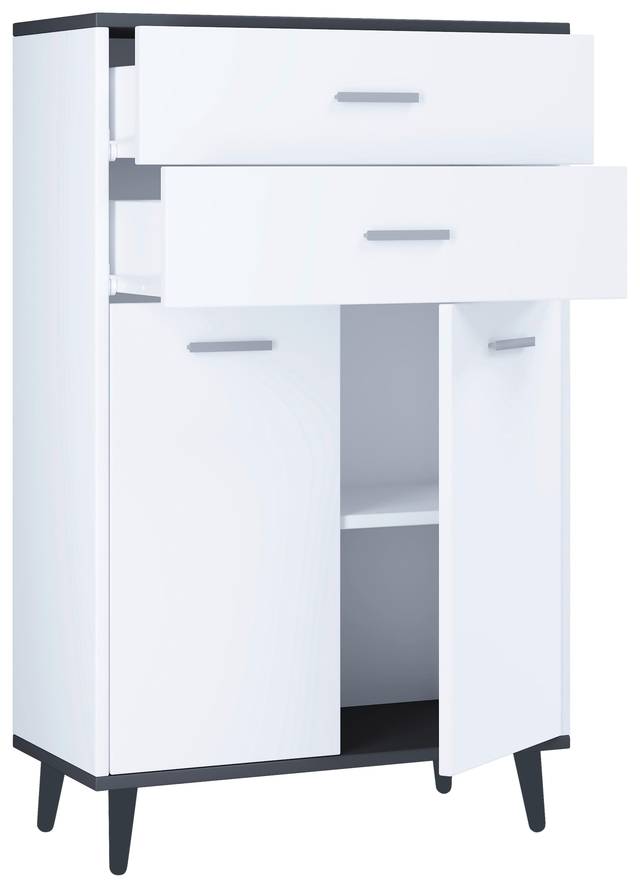 Kommode 60cm Landos Weiß - Anthrazit/Weiß, MODERN, Holzwerkstoff (60/97/28cm) - MID.YOU