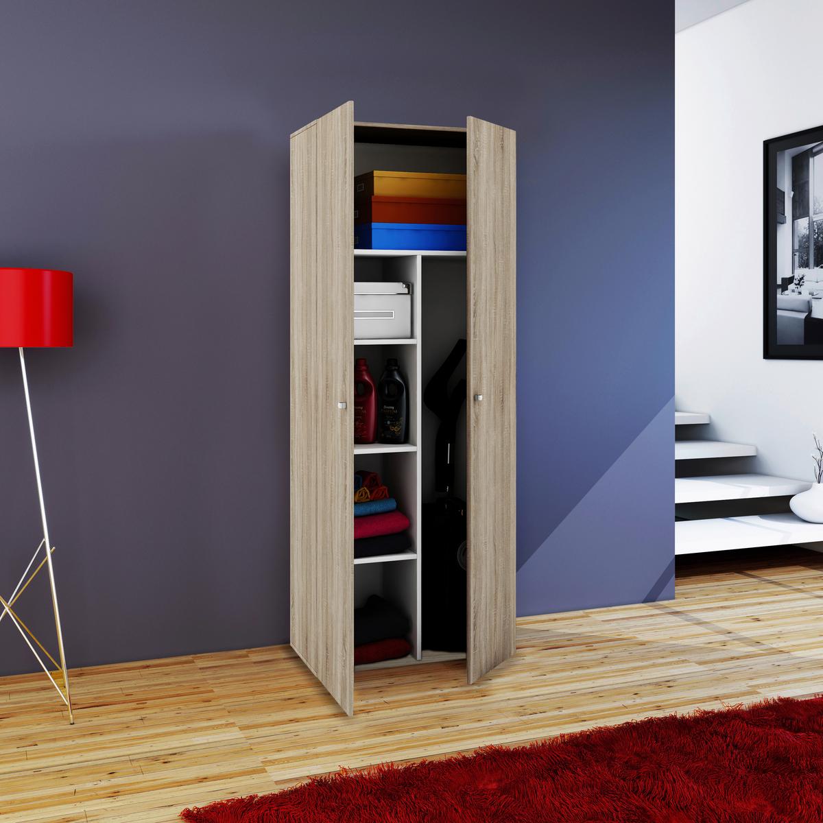 Mehrzweckschrank Vandoll Ll Eiche Dekor 70x178 cm 2-Türig - Eichefarben, Basics, Holzwerkstoff (70/178/40cm) - MID.YOU