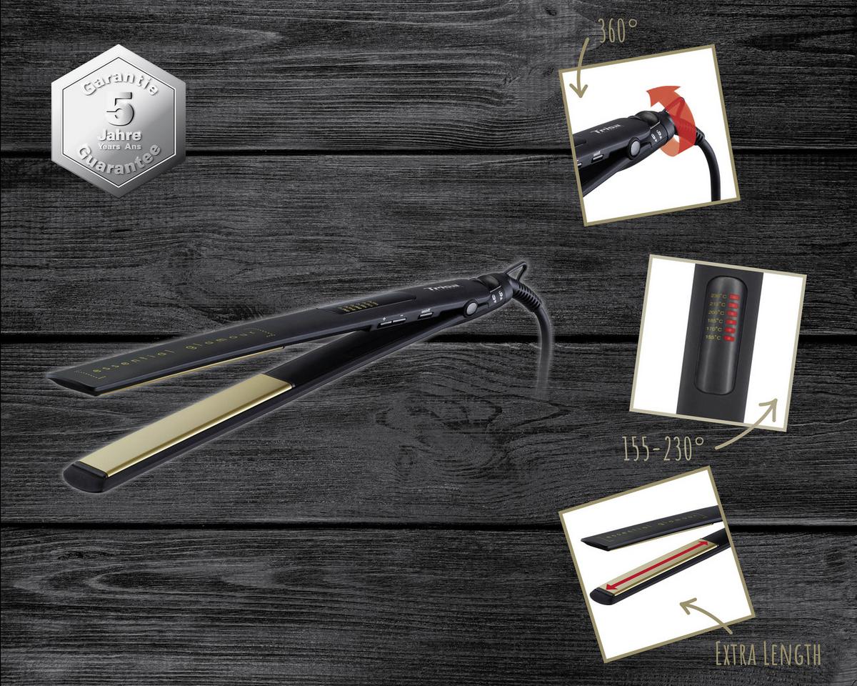 Glätteisen Glamour 155-230 °c Bereitschaftsanzeige - Goldfarben/Schwarz, MODERN, Kunststoff (34/3,2/2,8cm)