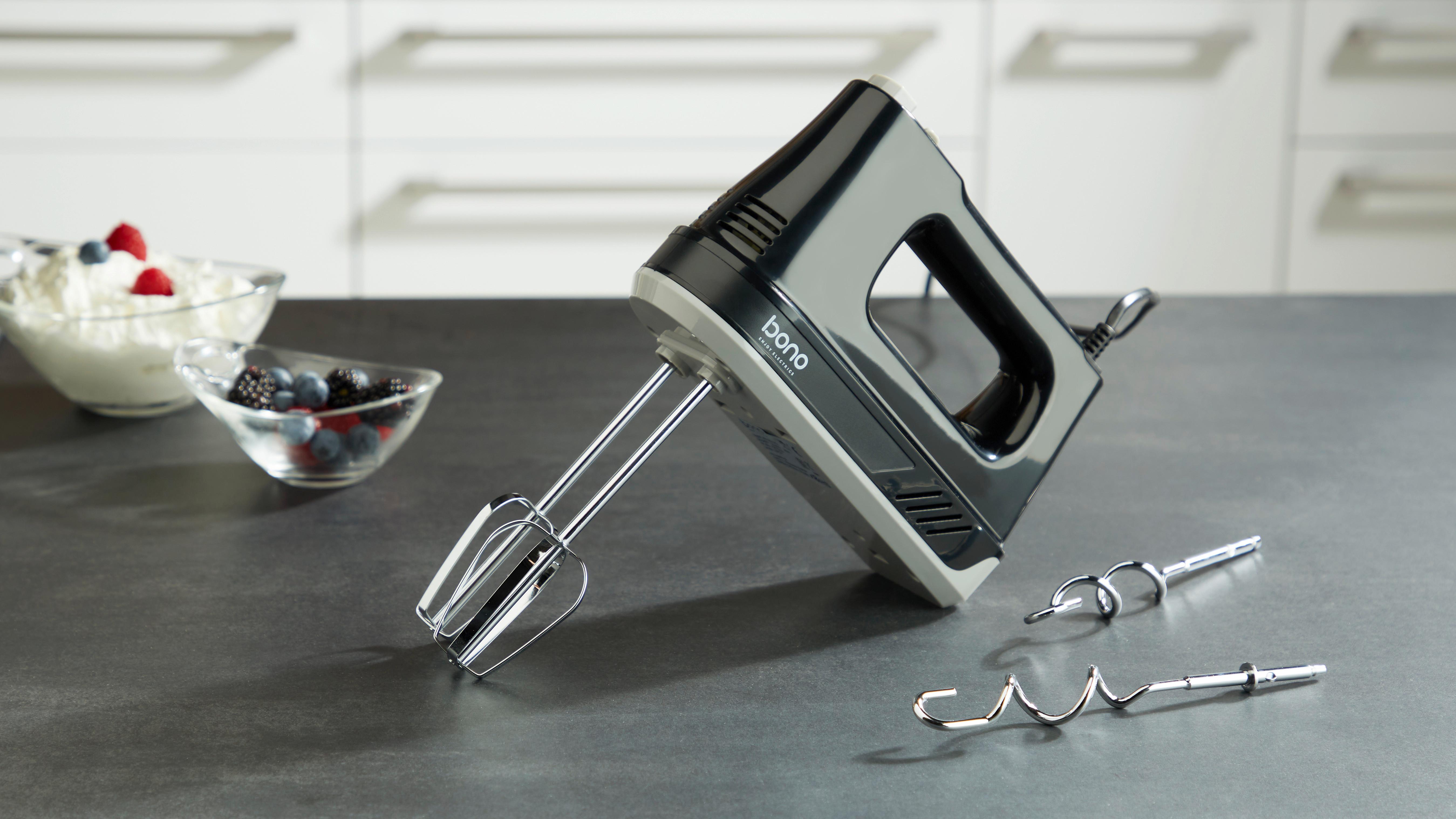 Handmixer Mona Grau/Schwarz 300 W mit Quirl und Knethaken - Schwarz/Grau, KONVENTIONELL, Kunststoff/Metall (18,3/7/25cm) - Bono