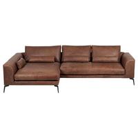 Ecksofa Berlin Braun S: 172 cm - Schwarz/Braun, Design, Leder (172/313cm) - Livetastic