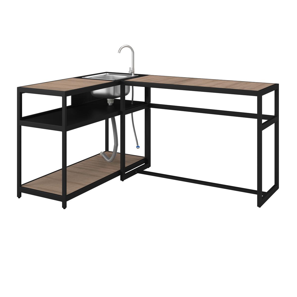 VENKOVNÍ KUCHYNĚ DELIA - černá/přírodní barvy, Moderní, kov/plast - Bessagi Garden