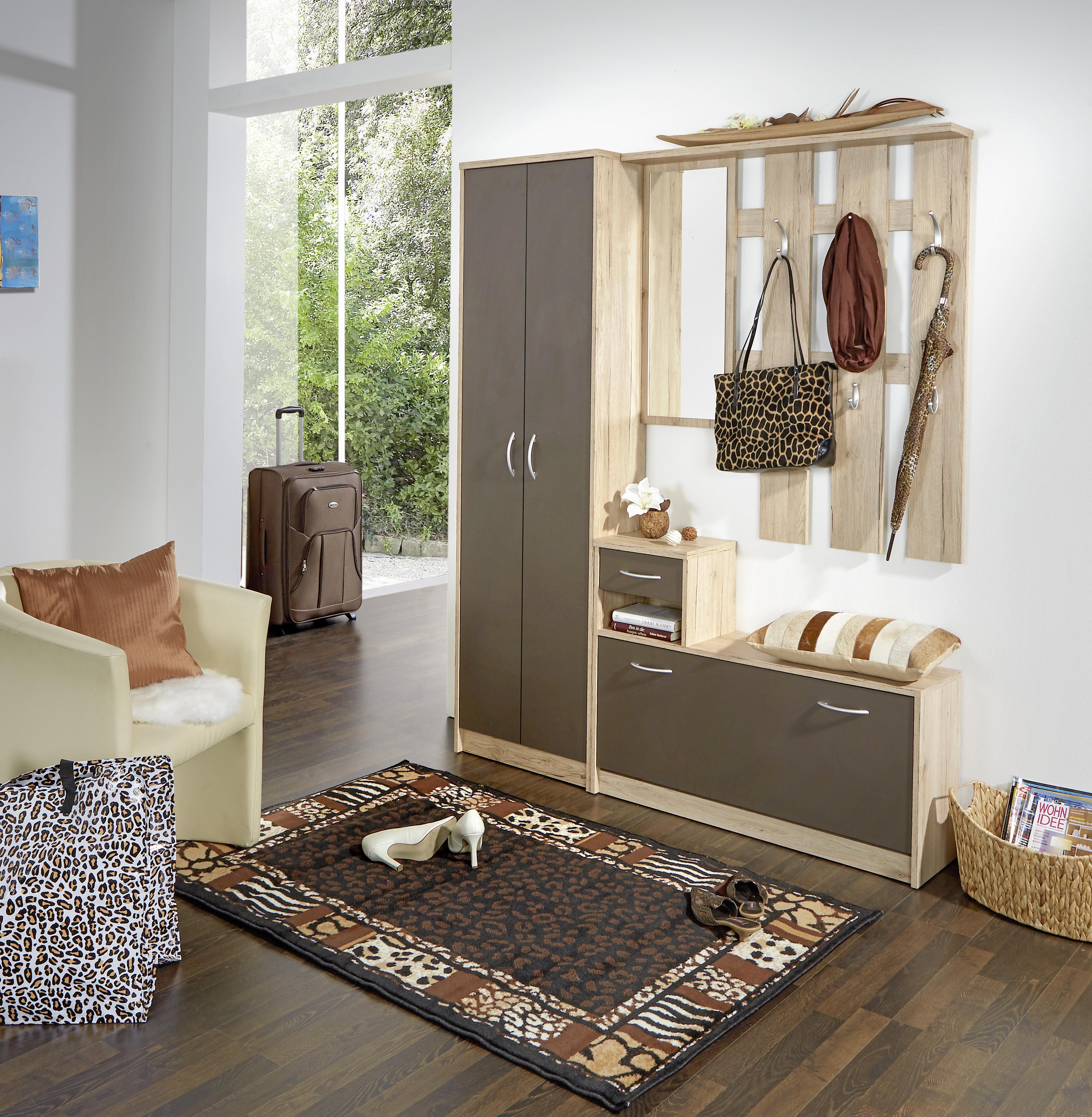 Drehtürenschrank 55 Cm San Remo Hell/ Moorbraun Dekor - Eichefarben/Braun, KONVENTIONELL, Holzwerkstoff (55/190/26cm)