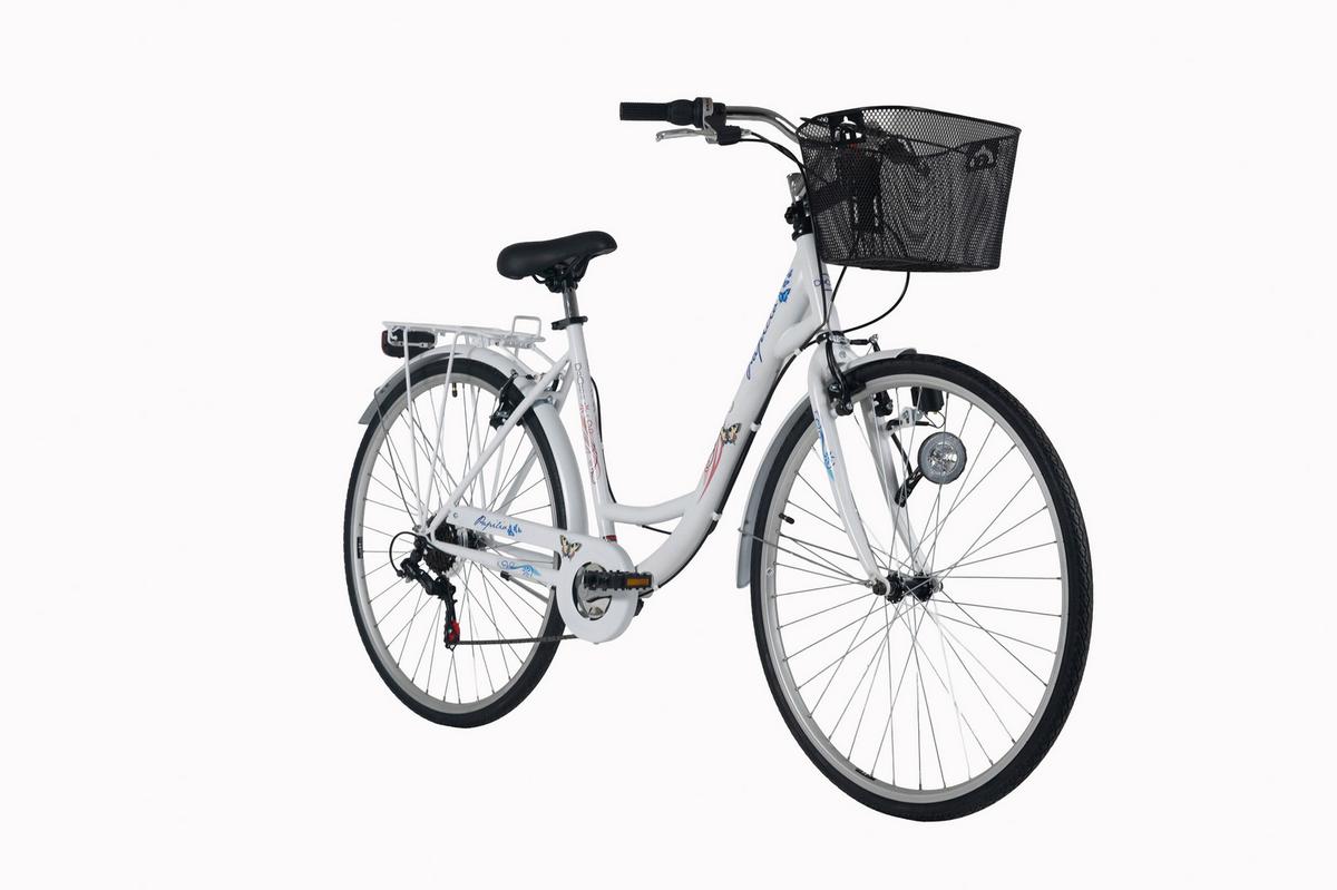 Citybike 28'' mit Korb DaCapo Papilio weiß/blau - Weiß, LIFESTYLE, Metall (25/140/60cm)