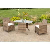 Gartenmöbel Set 5-Tlg Treviso Kunststoff mit Kissen - Beige/Naturfarben, MODERN, Glas/Kunststoff - Gardenson