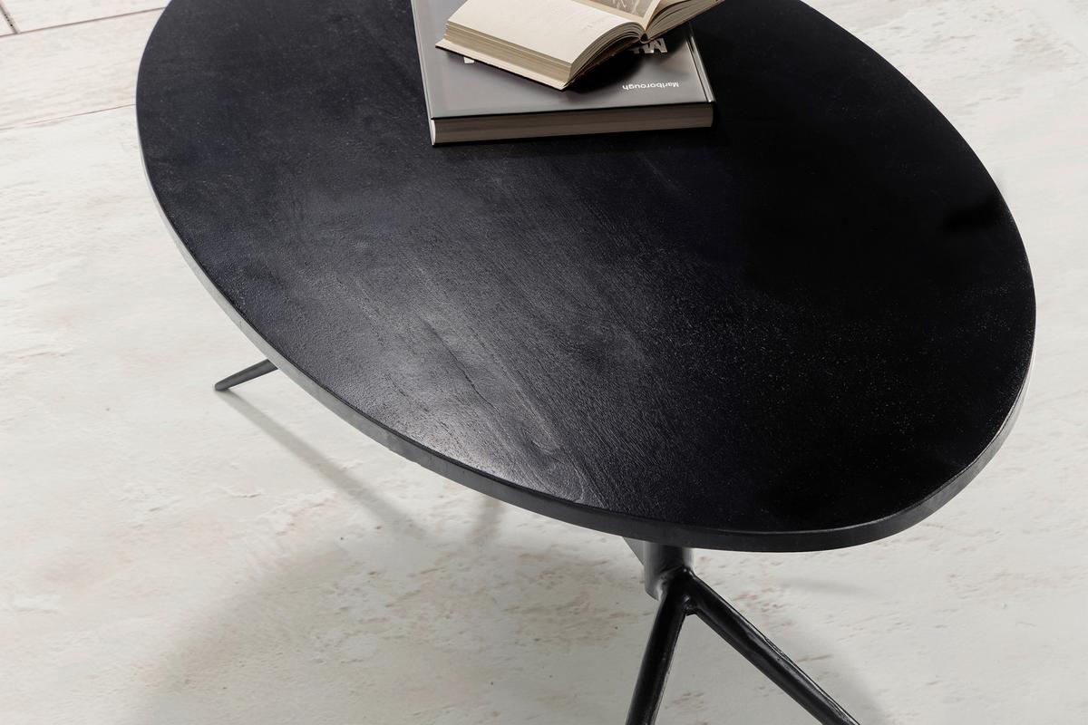 Couchtisch Mangoholz Schwarz L: 90 cm - Schwarz, Design, Holz/Metall (90/50/35cm) - MID.YOU