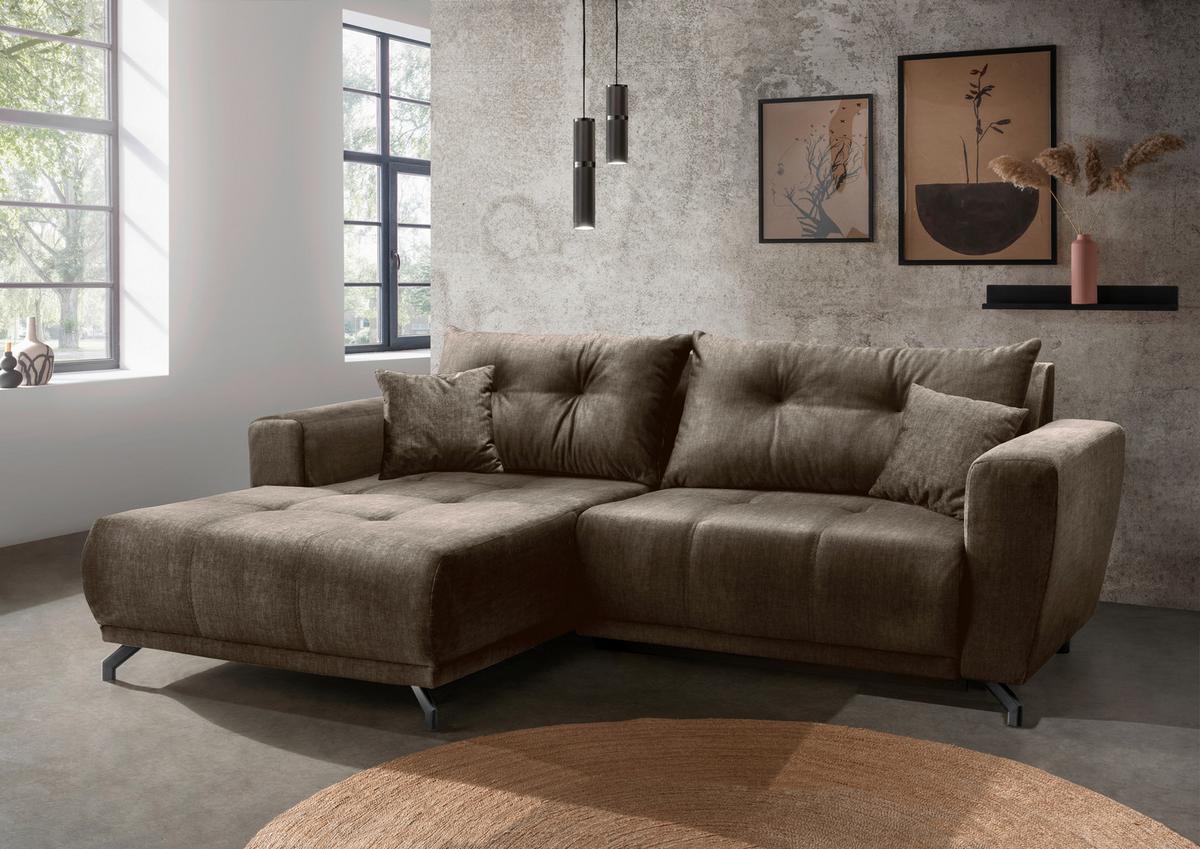 Ecksofa Restato, Braun S: 177x246 cm - Schwarz/Braun, MODERN, Textil (177/246cm) - MID.YOU