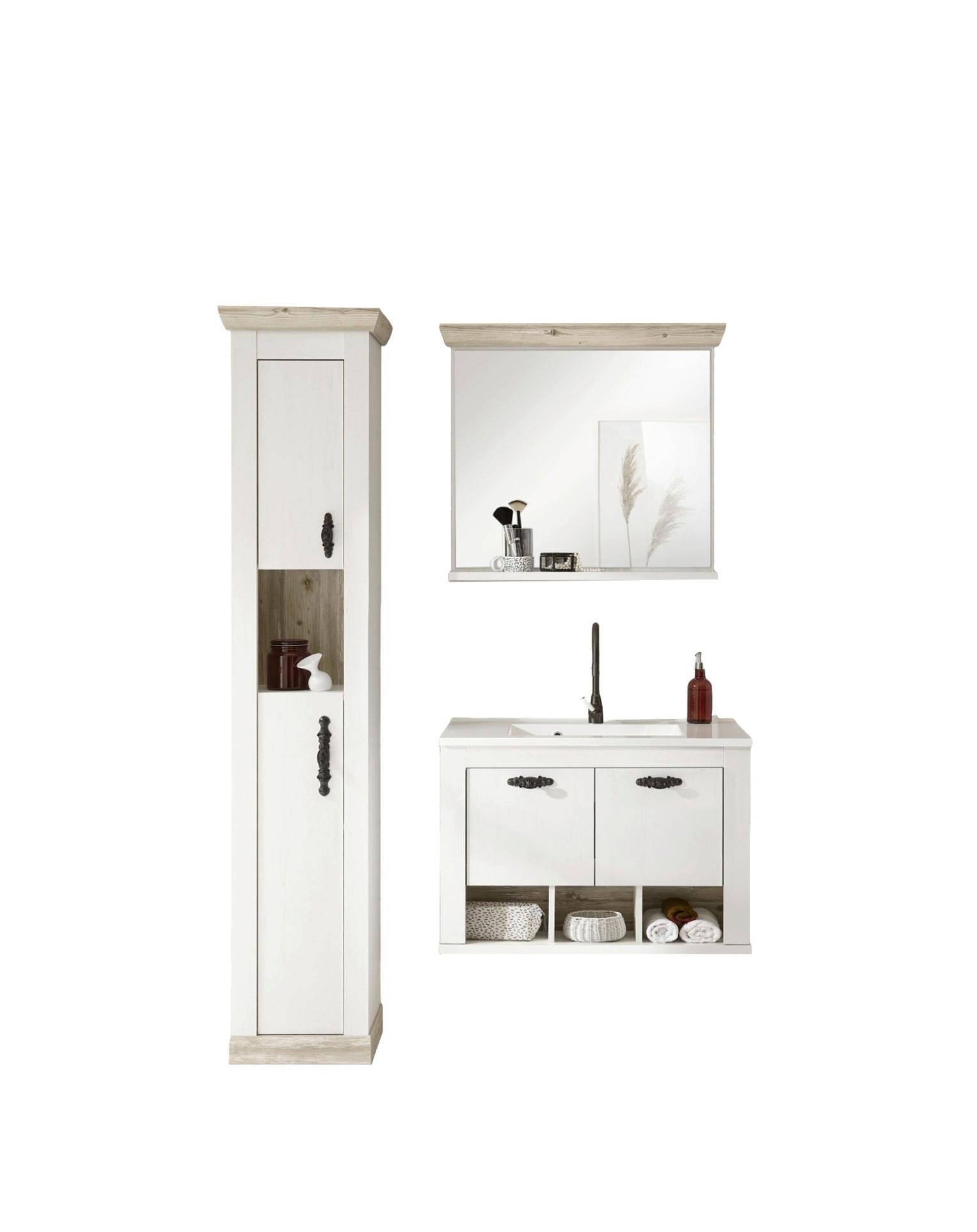 Badezimmer Florenz Pinienfarben B: 143cm - Weiß/Pinienfarben, Design, Naturmaterialien/Holzwerkstoff (143/200/46cm) - MID.YOU