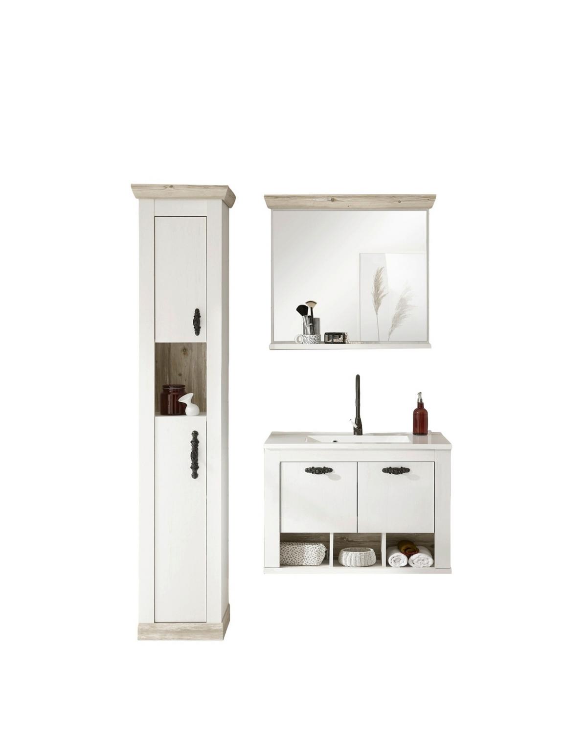 Badezimmer Florenz Pinienfarben B: 143cm - Weiß/Pinienfarben, Design, Naturmaterialien/Holzwerkstoff (143/200/46cm) - MID.YOU