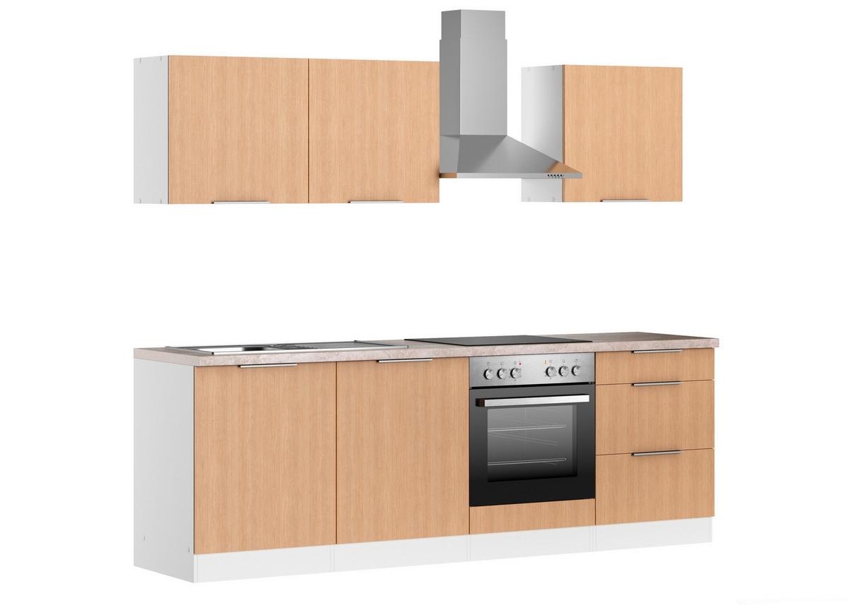 Küchenblock Glasgow Eichefarben/weiß B: 240 Cm - Eichefarben/Beige, LIFESTYLE, Holzwerkstoff (240cm) - Held