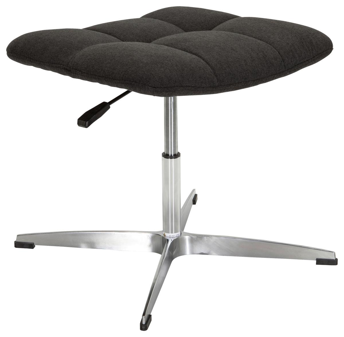 Bürohocker Saranto Schwarz - Silberfarben/Schwarz, MODERN, Textil/Metall (47/49/47cm) - MID.YOU