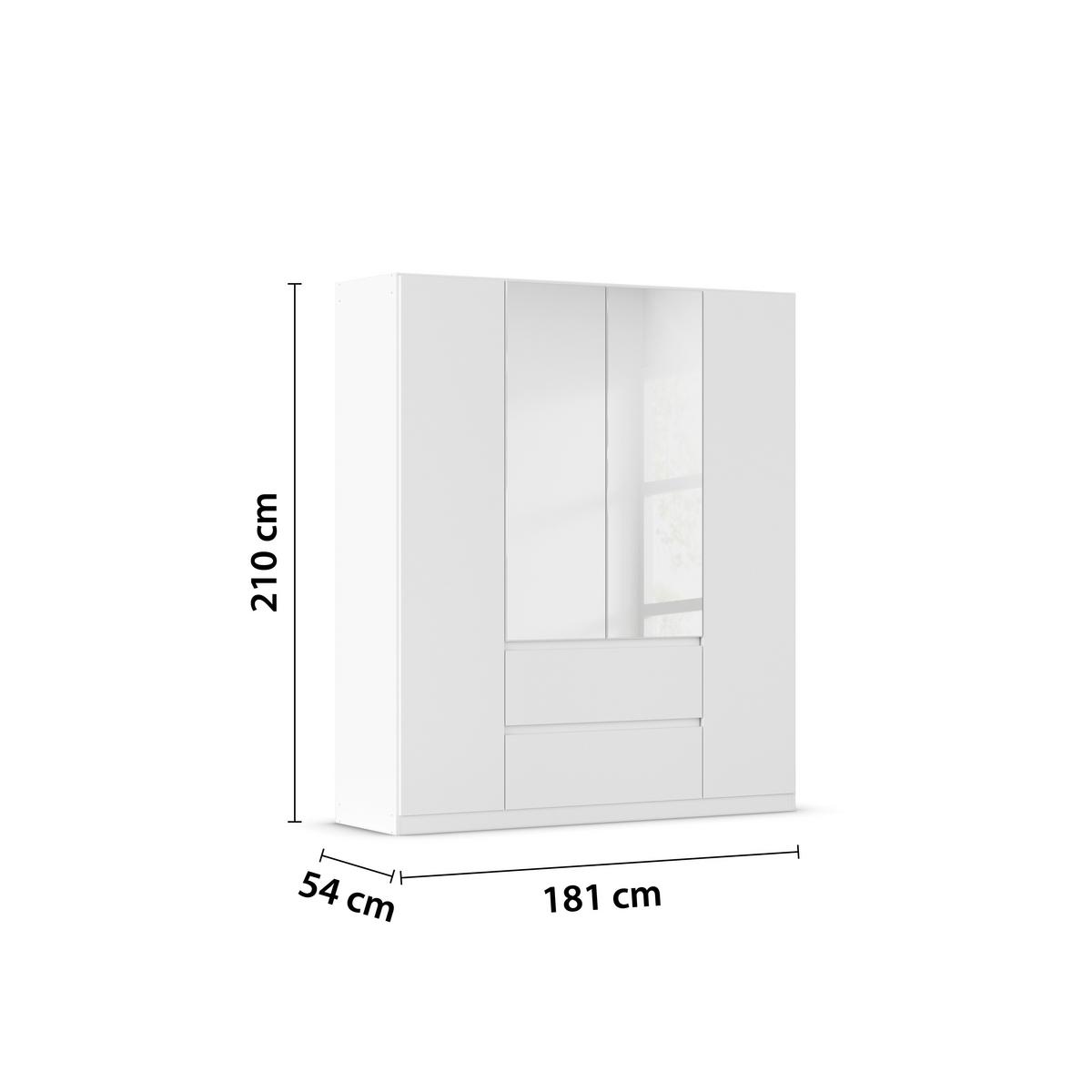 Drehtürenschrank Mainz Weiß B: 181 cm - Silberfarben/Weiß, Basics, Holzwerkstoff (181/210/54cm) - Rauch Möbel