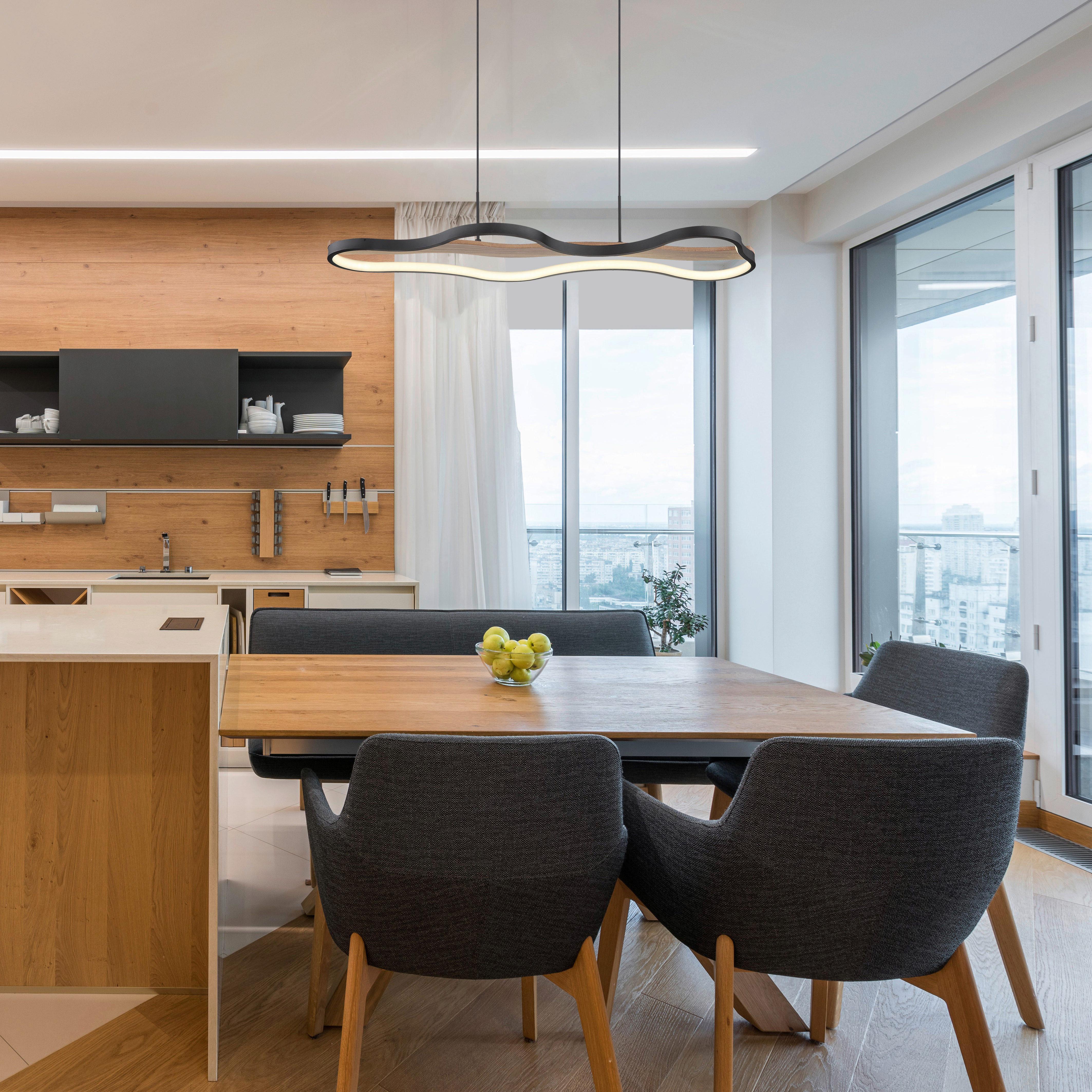 Led Függőlámpa 67181h - sötétbarna/fekete, Design, műanyag/fa (80,6/29/150cm) - Globo