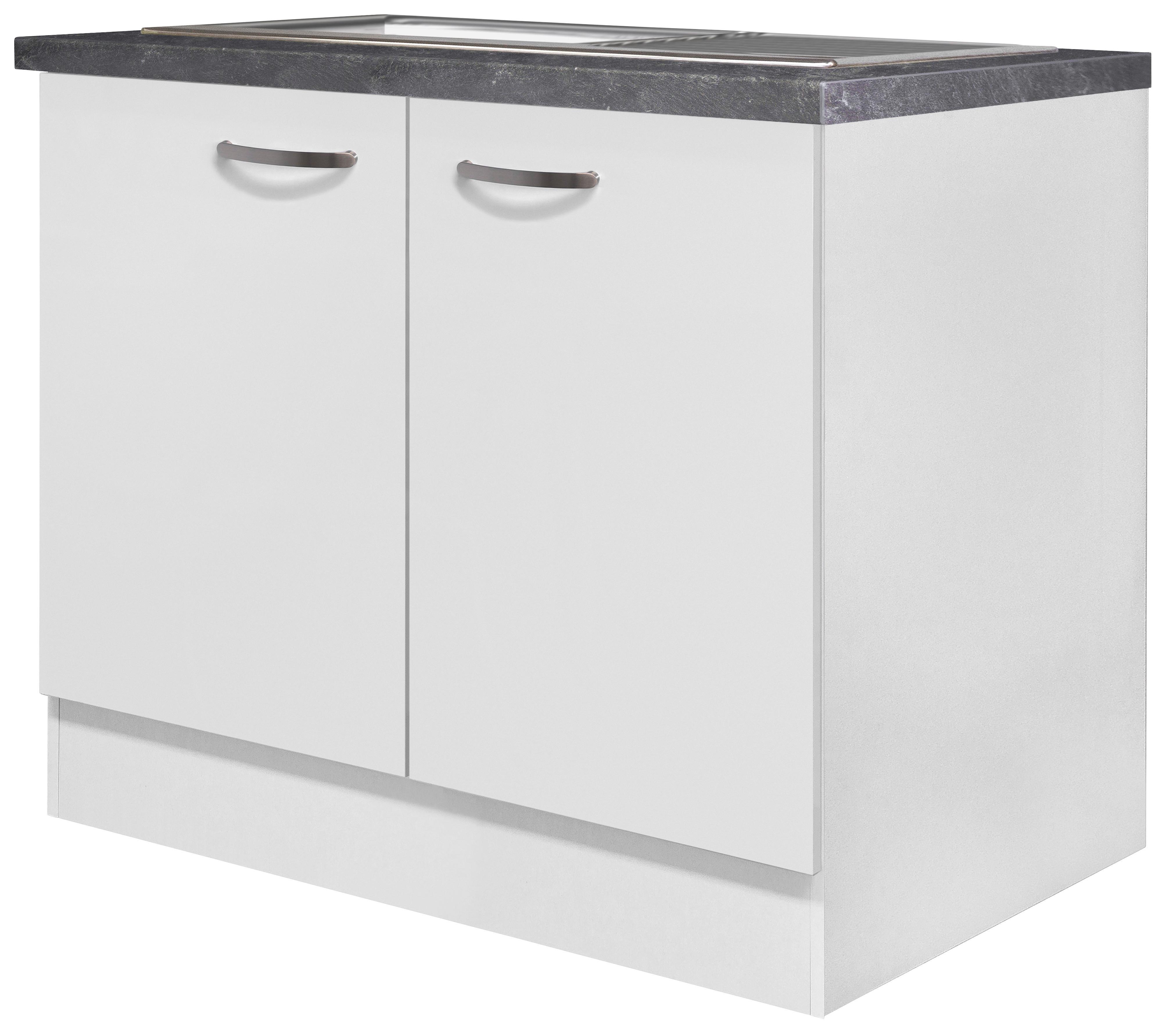 Spülenschrank Mit Spüle Alba B: 100 Cm Weiß/schiefer