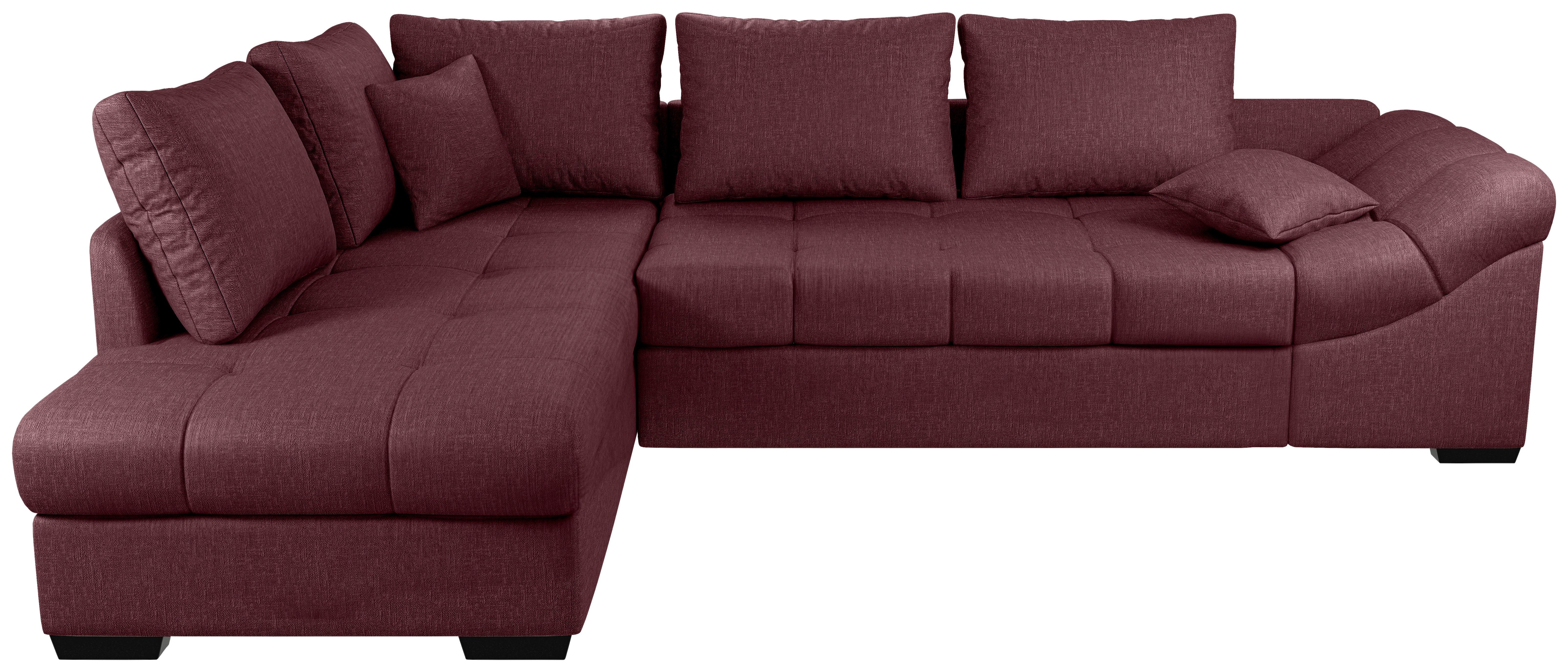 Eckschlafsofa Alvito Bordeaux S: 202x298 Cm - Bordeaux/Schwarz, MODERN, Textil (202/298cm) - MID.YOU
