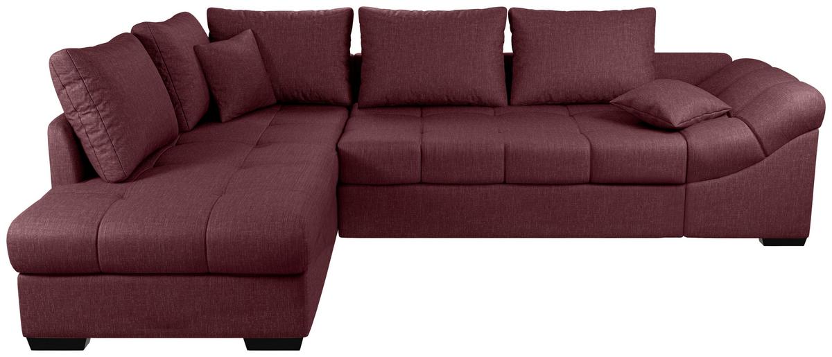 Eckschlafsofa Alvito Bordeaux S: 202x298 Cm - Bordeaux/Schwarz, MODERN, Textil (202/298cm) - MID.YOU