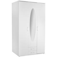 Drehtürenschrank Mit Spiegel 120 Cm Paul, Weiß - Eichefarben/Weiß, Basics, Glas/Holzwerkstoff (120/196/55cm)
