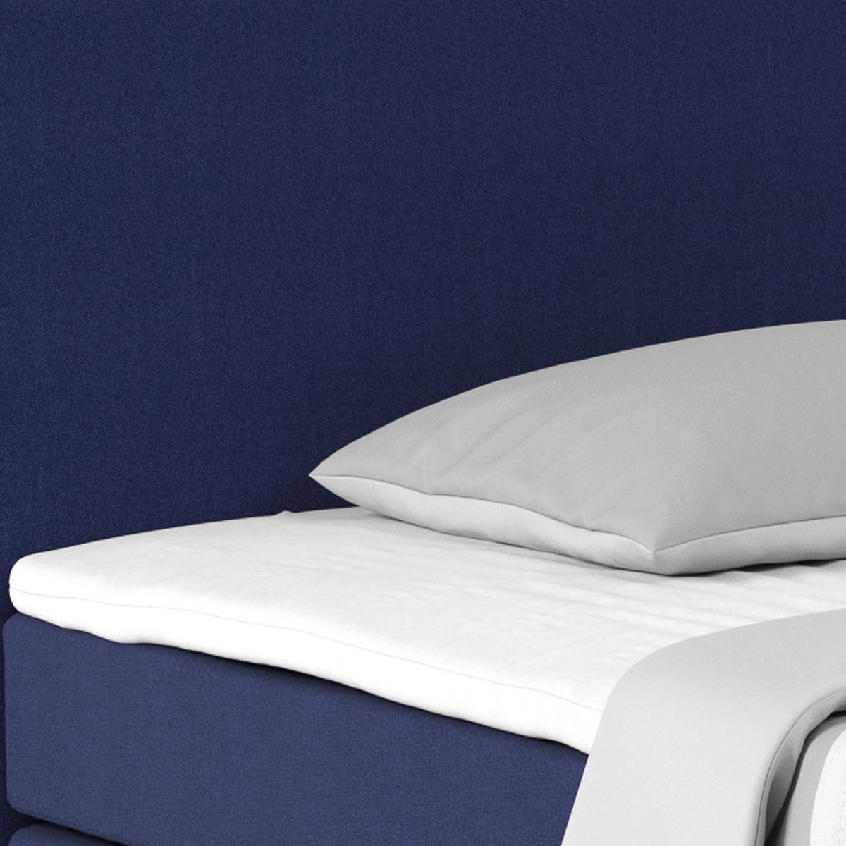 Posteľ Boxspring NERO PL: 140/200 cm, tmavomodrá - tmavomodrá/chrómová, Konventionell, kov/textil (140/200cm)
