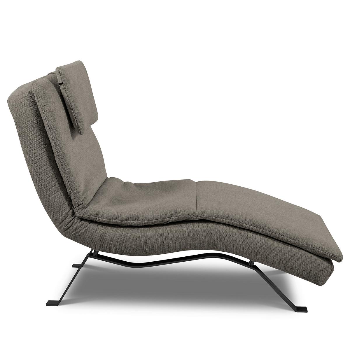 RELAXLIEGE Dunkelgrau, B: 65 cm - Dunkelgrau/Schwarz, Design, Leder (65/95/171cm) - Celina Home