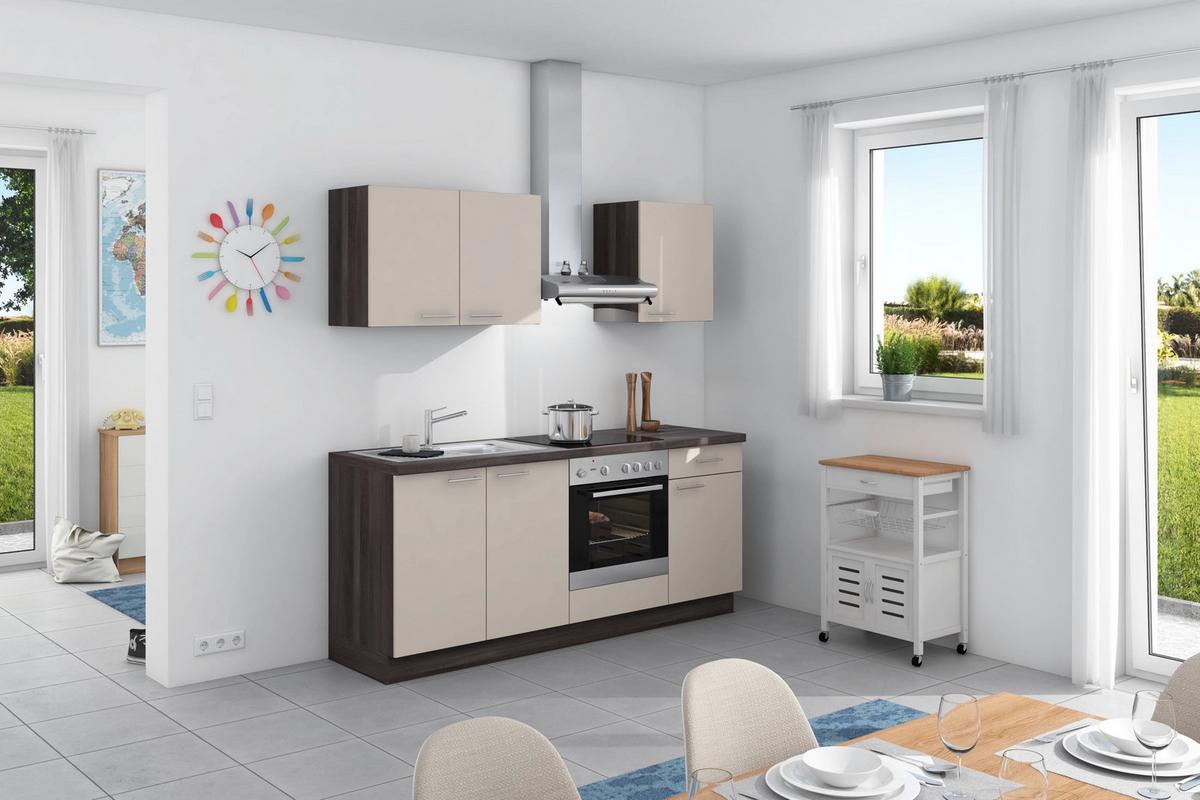 Küchenzeile Win ohne Geräte 200 cm Creme/Eichefarben - Eichefarben/Creme, Design, Holzwerkstoff (200cm) - Express