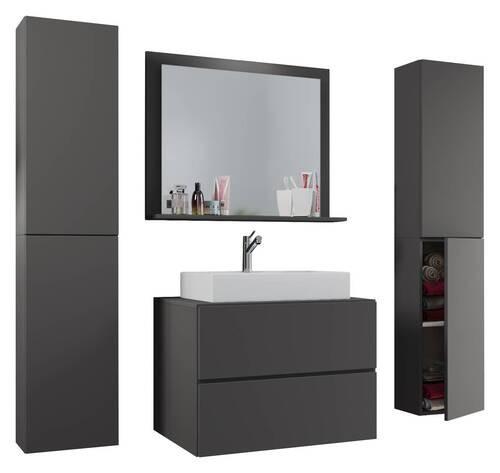 Badezimmer Lendas5-teiliganthrazitb:127cm - Anthrazit/Weiß, MODERN, Keramik/Holzwerkstoff (127cm) - MID.YOU