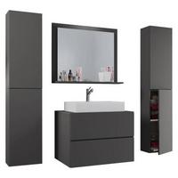 Badezimmer Lendas5-teiliganthrazitb:127cm - Anthrazit/Weiß, MODERN, Keramik/Holzwerkstoff (127cm) - MID.YOU