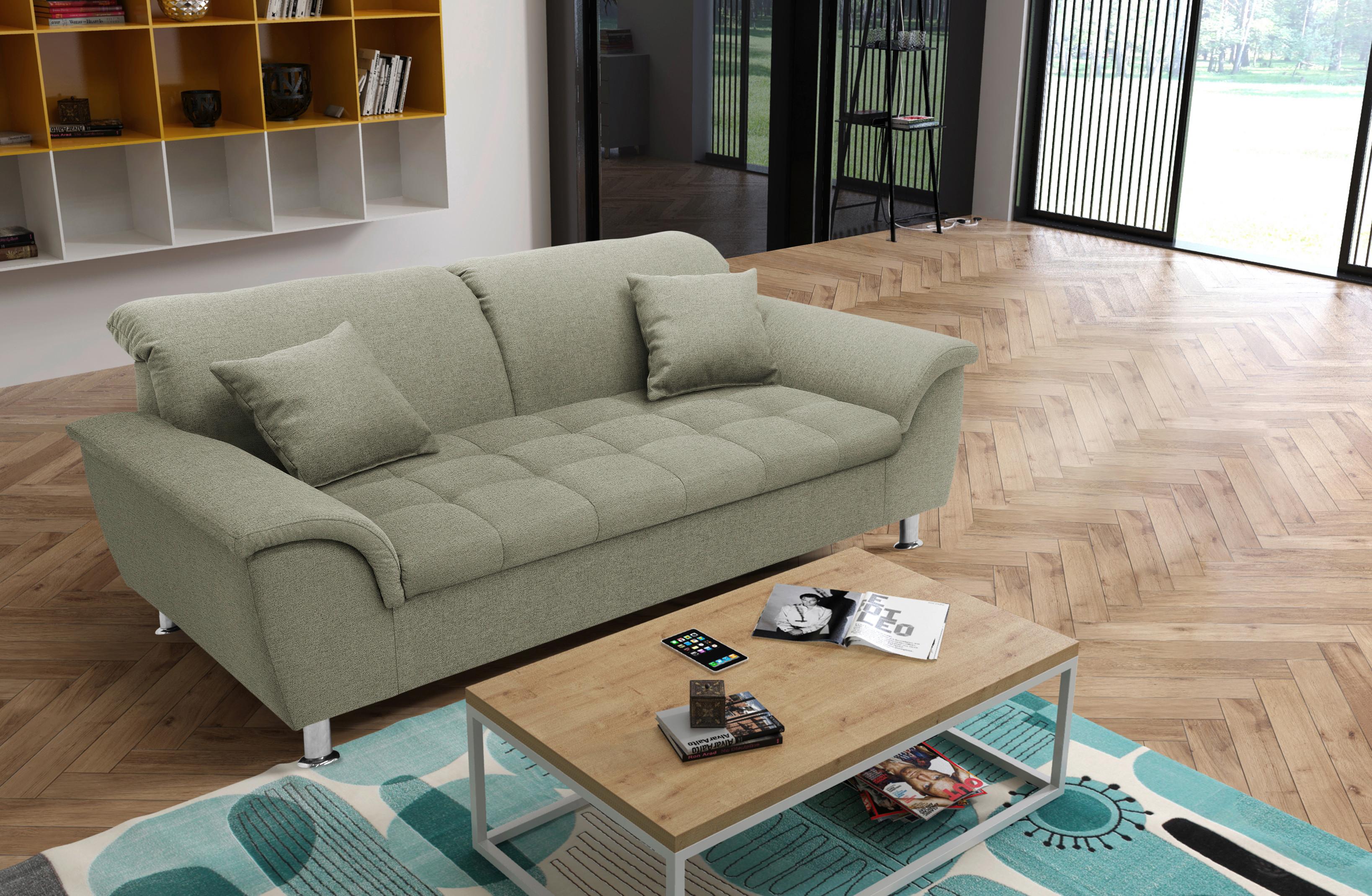 2-sitzer-sofa Franzi Armlehnen Silberfarben Webstoff - Chromfarben/Graubraun, KONVENTIONELL, Textil (190/81/105cm) - MID.YOU