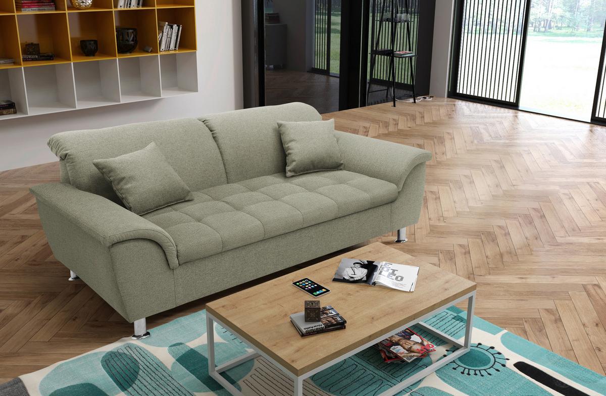 2-sitzer-sofa Franzi Silberfarben Webstoff - Chromfarben/Graubraun, KONVENTIONELL, Textil (210/81/97cm) - MID.YOU