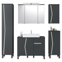 Badezimmer Manhatten Anthrazit, Kieselgrau B: 180cm - Anthrazit/Grau, MODERN, Holzwerkstoff (180/200/47,3cm) - Luca Bessoni