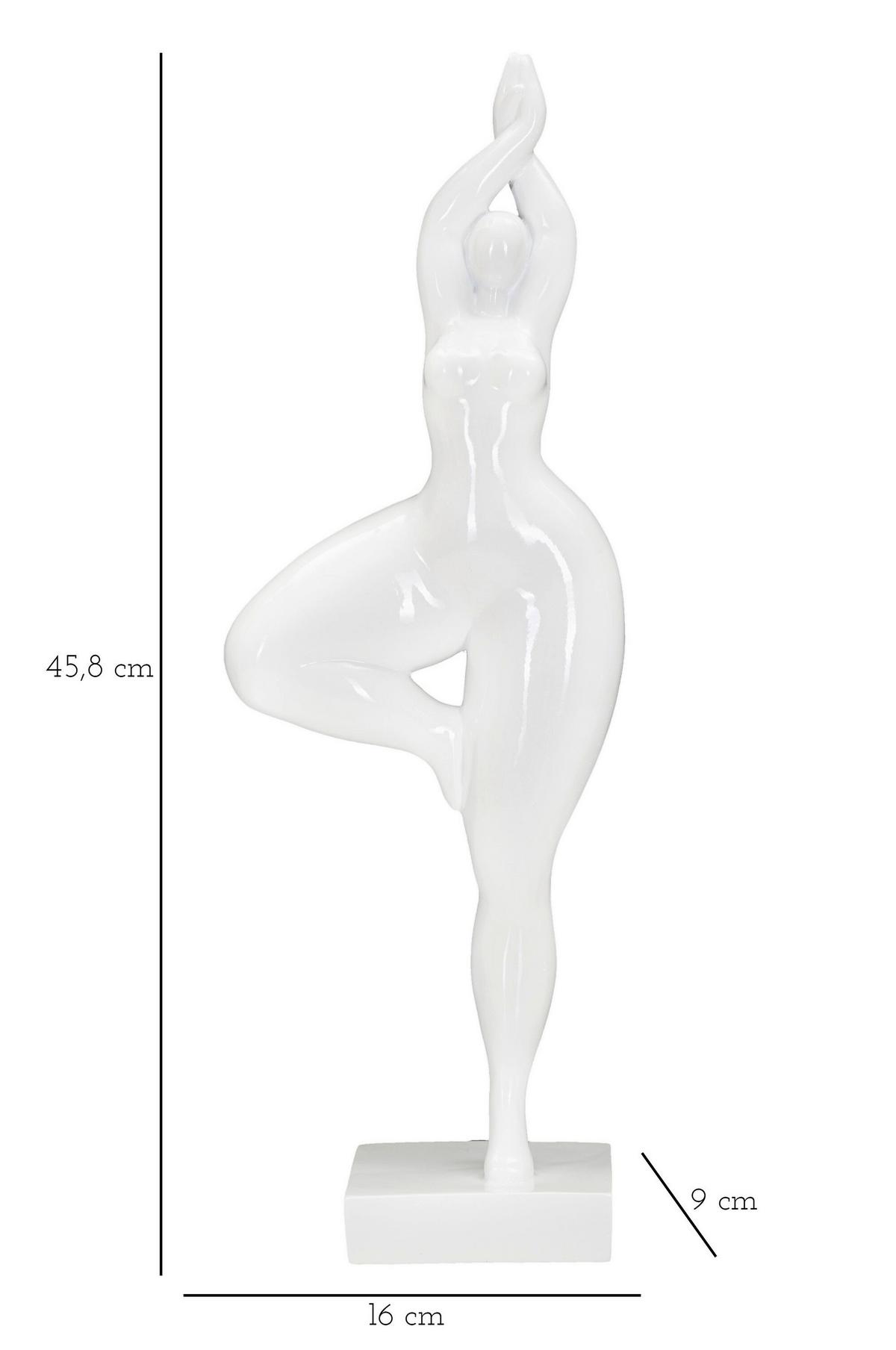 Skulptur Woman Yoga Weiß, B: 16 cm - Weiß, Basics, Kunststoff (16/45,8/9cm)