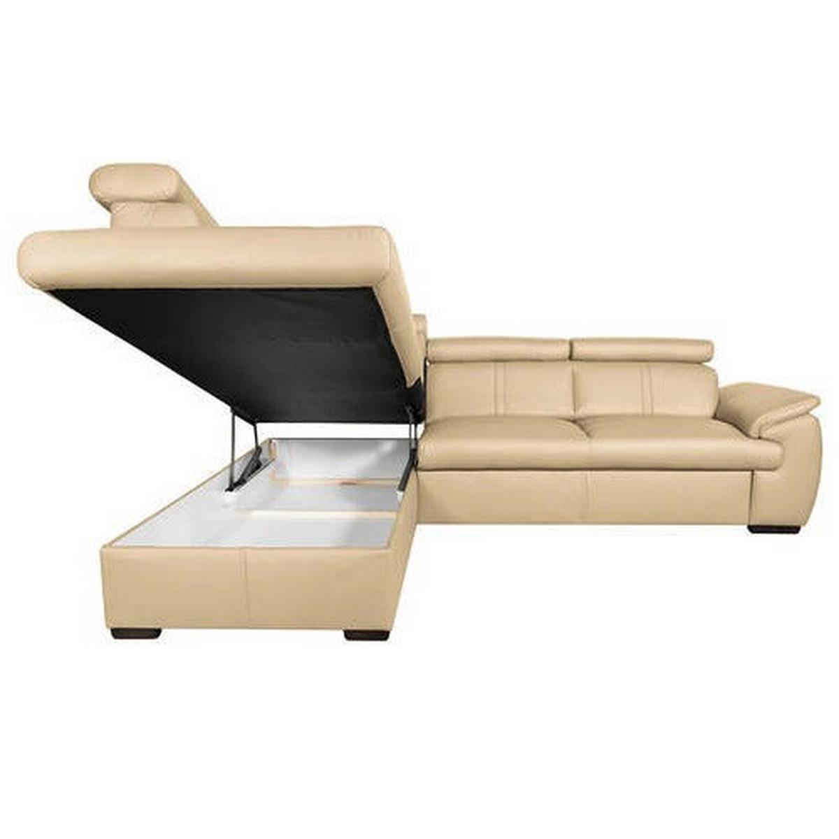 Ecksofa City Beige S: 211x265 cm - Wengefarben/Beige, Design, Leder (211/265cm) - Livetastic