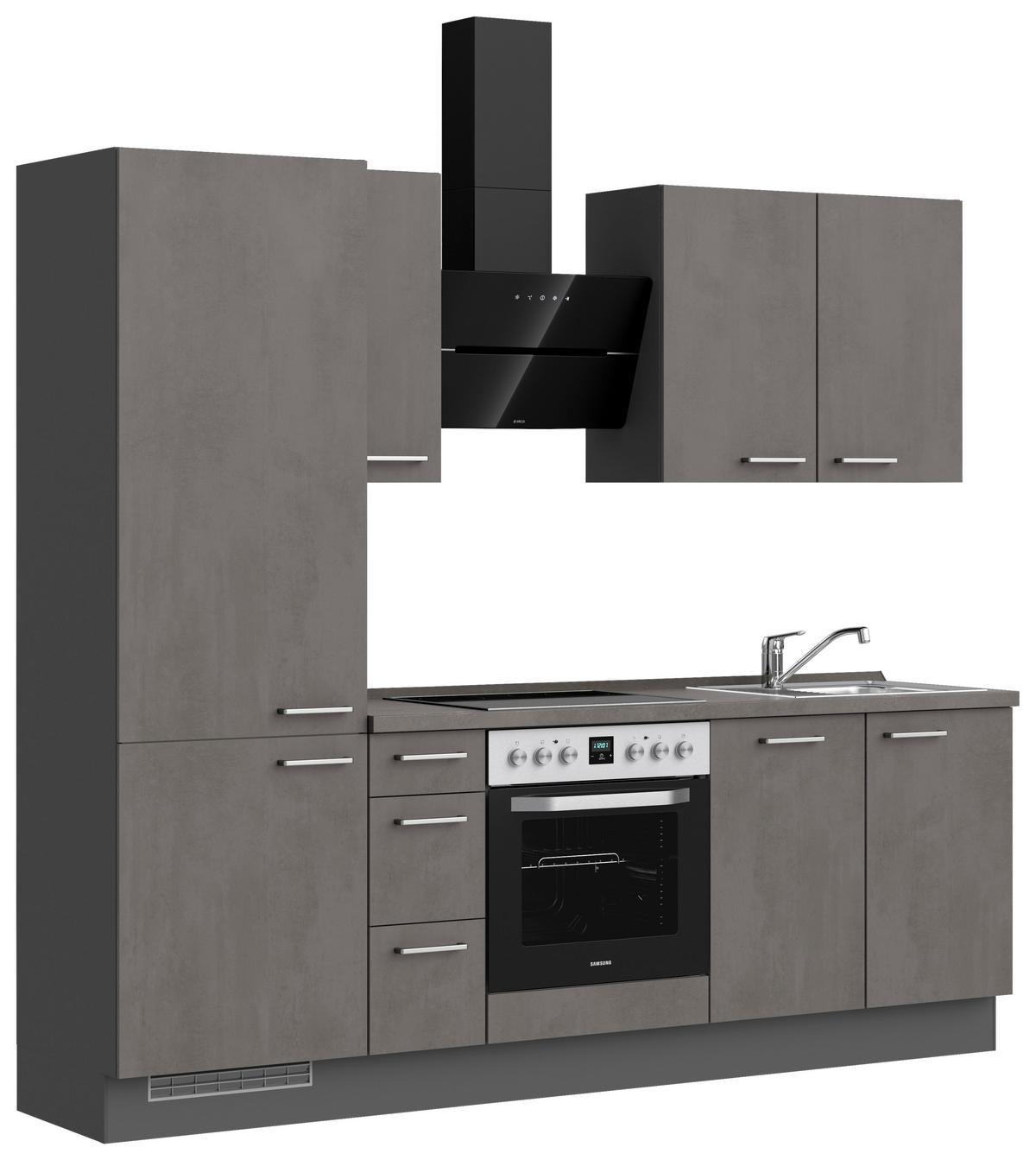 Kuchynská linka 240 cm, bridl.šedý betón/bridl.šedá - farba ušľachtilej ocele/bridlicová, Modern, kov/kompozitné drevo (240cm) - Nobilia