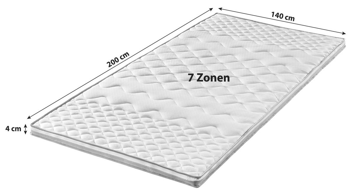 Topper Visco-Soft 140x200 cm Viscoschaumkern 7 Zonen - Weiß, Basics, Textil (140/200cm) - FAN