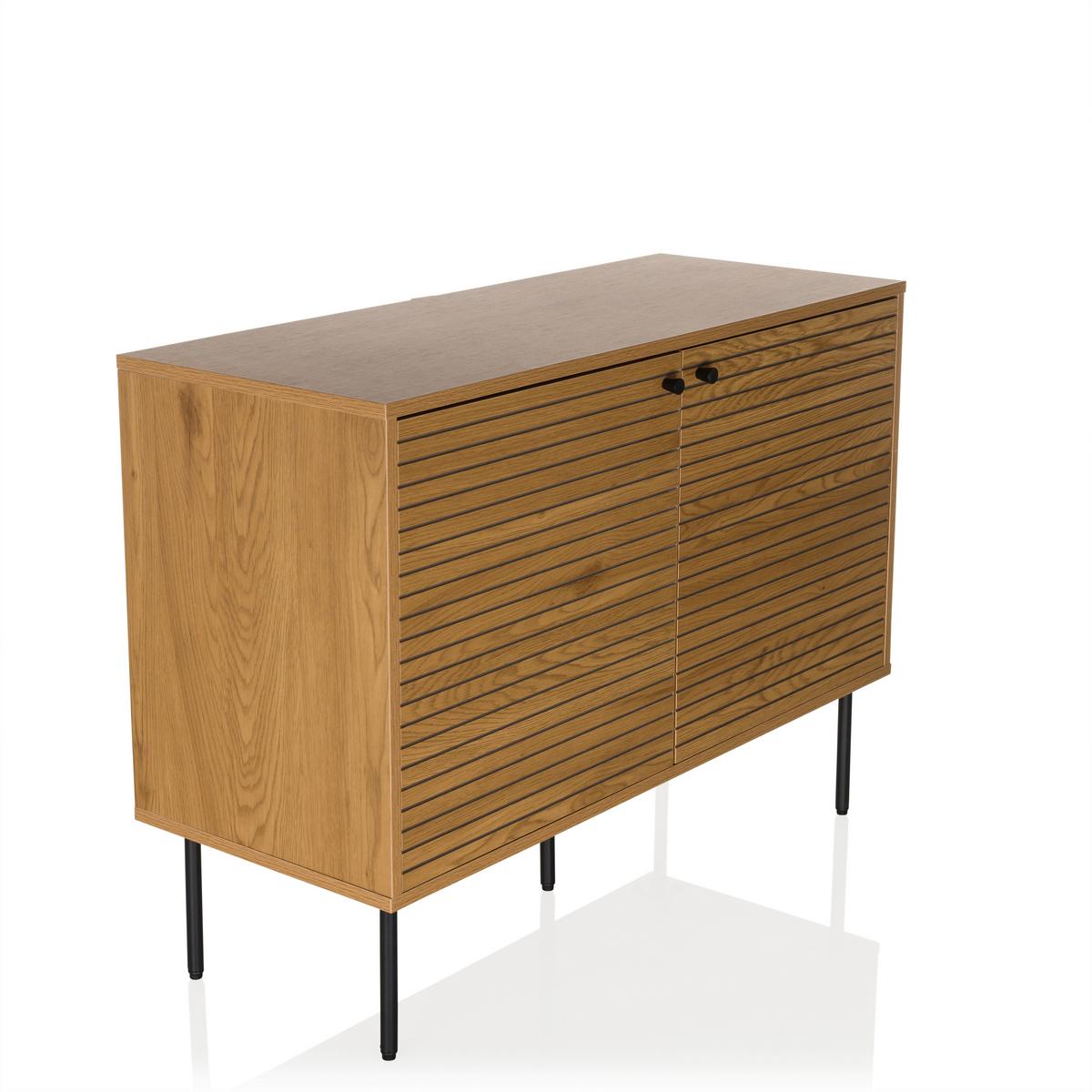 Linno S Sideboard Eichefarben B: 100 Cm - Eichefarben/Schwarz, MODERN, Holzwerkstoff (100/74/40cm) - MID.YOU