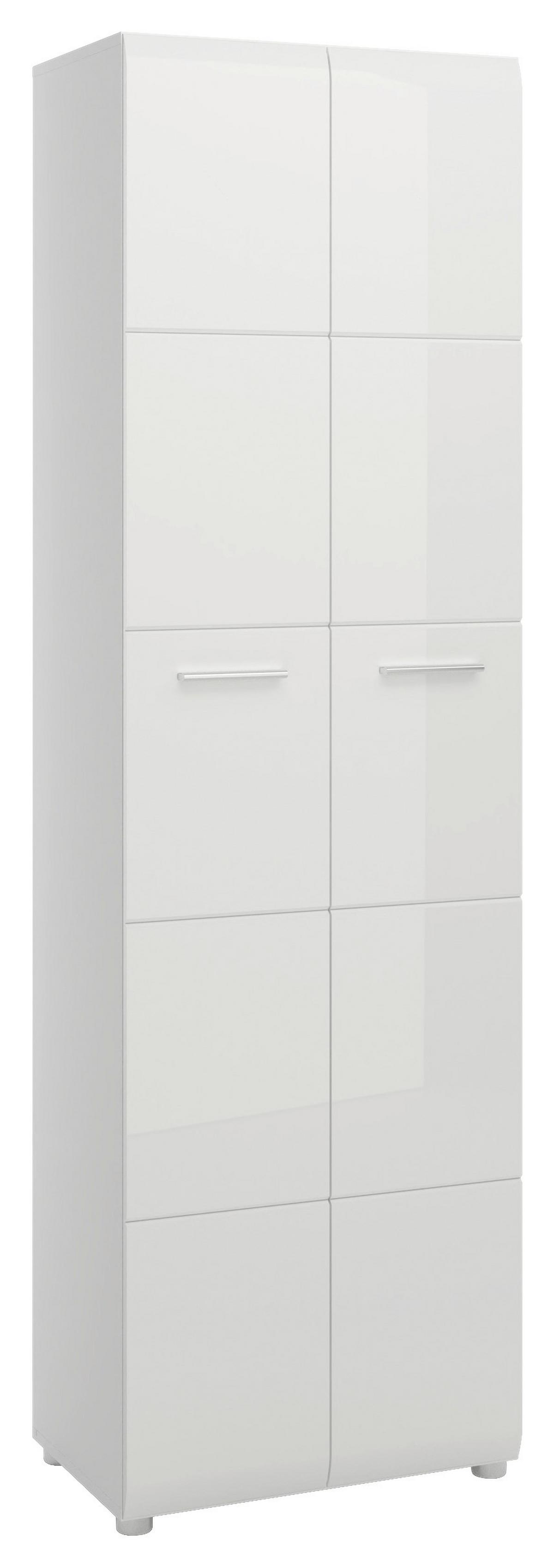 Garderobenschrank Merano Weiß B: 58,9 Cm - Chromfarben/Weiß Hochglanz, MODERN, Holzwerkstoff (58,9/197/37cm)