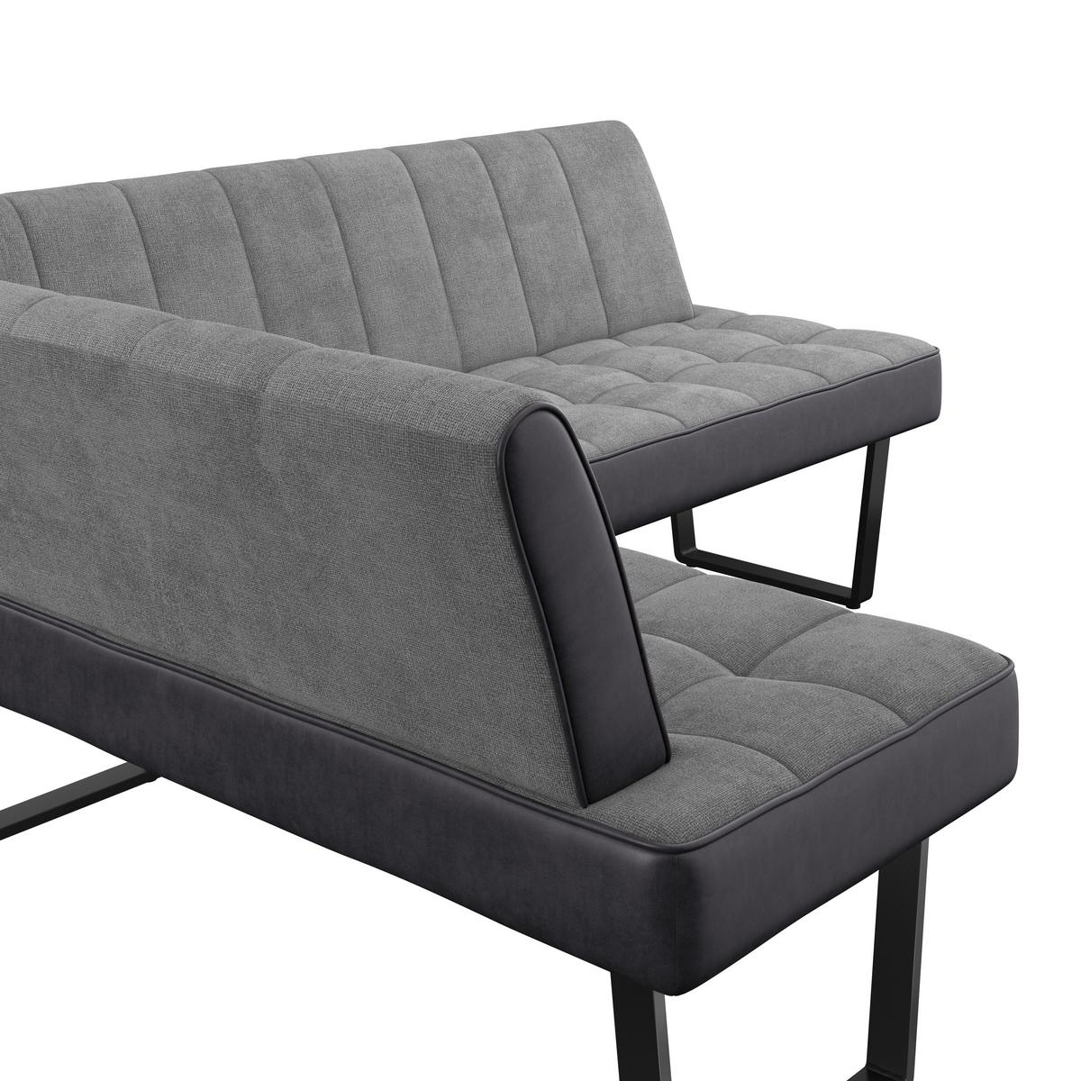 Eckbank Pag - Hellgrau/Schwarz, KONVENTIONELL, Textil/Metall (160/200cm) - MID.YOU