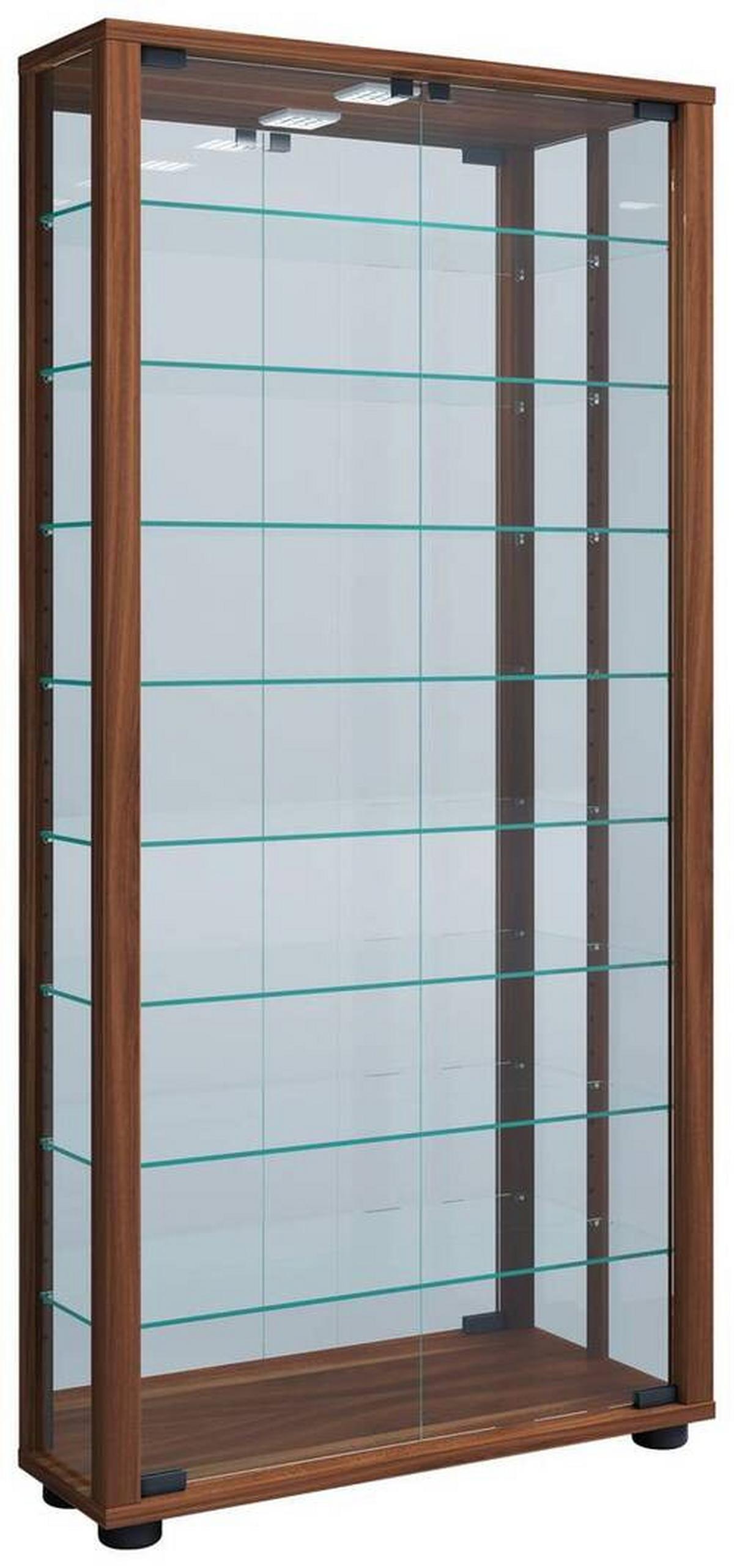 Hängevitrine Vitrosa Nussbaumfarben B:59 cm - Nussbaumfarben/Schwarz, MODERN, Glas/Holzwerkstoff (59/114,3/18cm) - MID.YOU