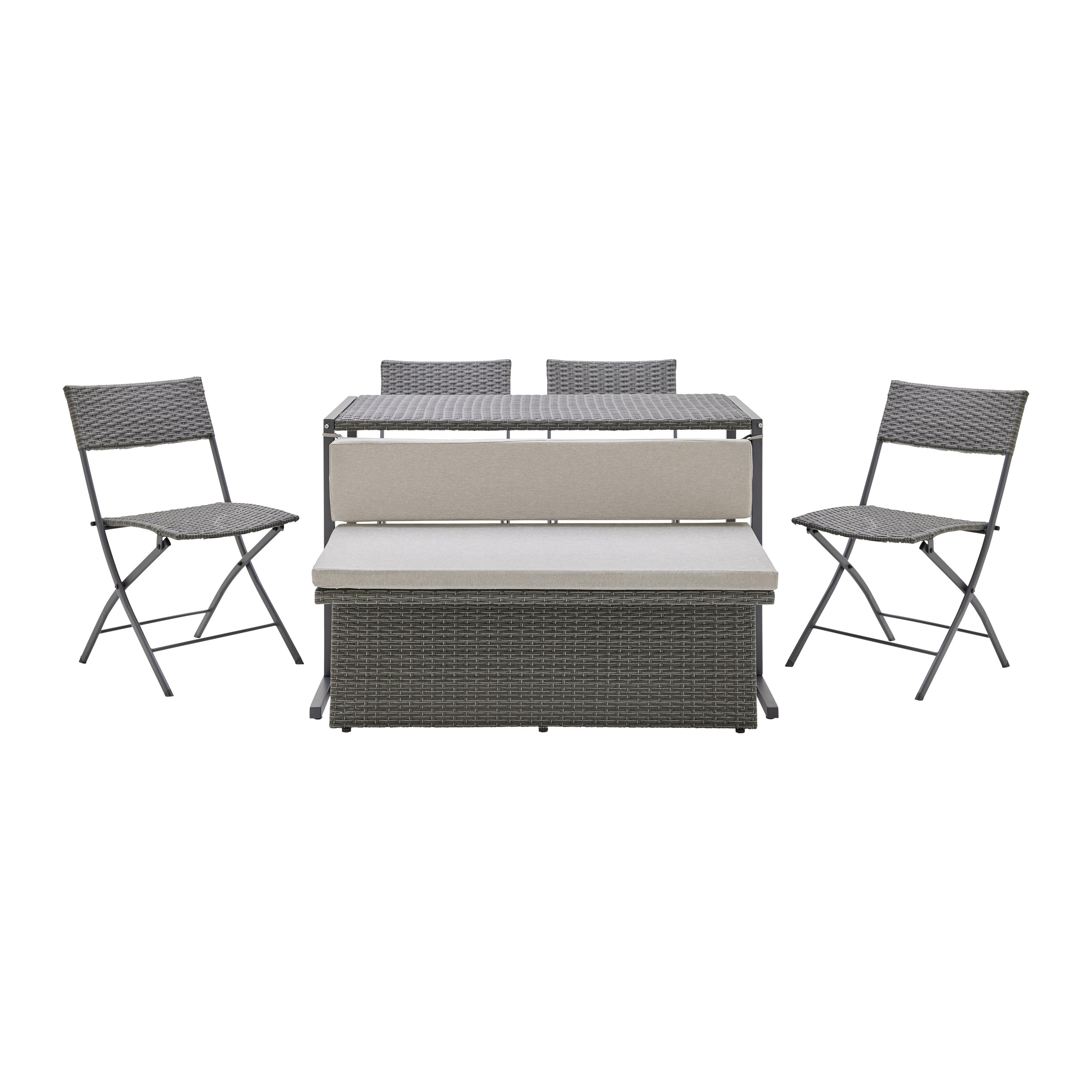Sada na balkon MARIO tm.šedá/sv.šedá - šedá/světle šedá, Moderní, kov/textil (120/75/105cm) - Bessagi Garden