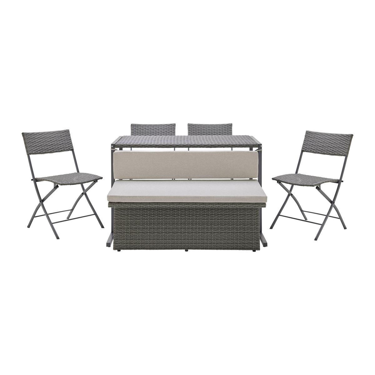 Balkónová zostava MARIO tm.sivá/sv.sivá - sivá/svetlosivá, Modern, kov/textil (120/75/105cm) - Bessagi Garden