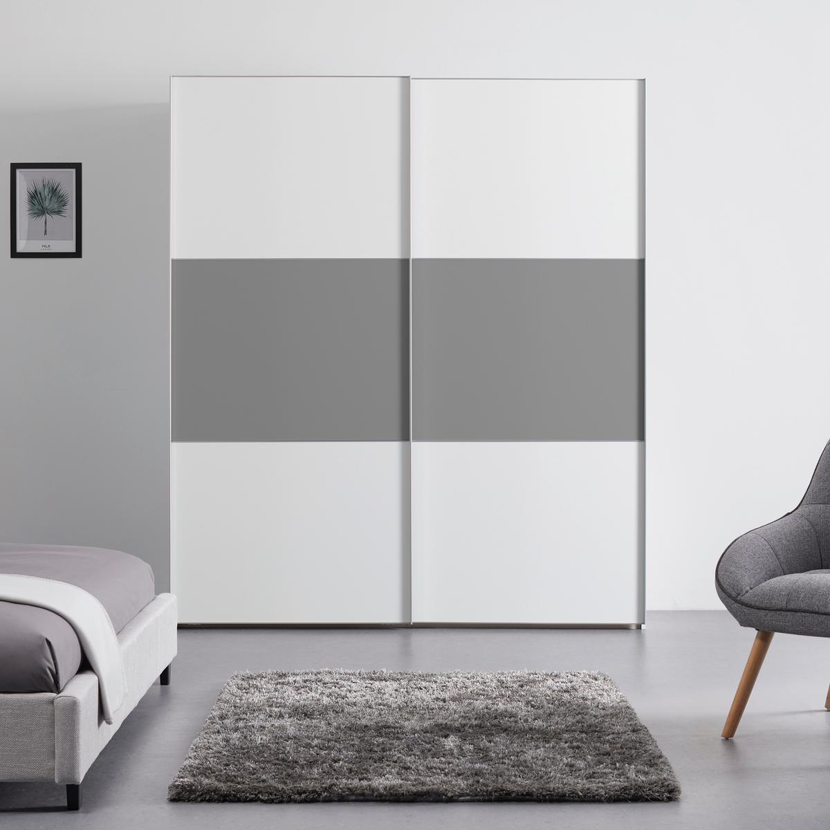 Schwebetürenschrank 188cm Includo, Weiß/grau - Weiß/Grau, MODERN, Holzwerkstoff (188/222/68cm) - MID.YOU